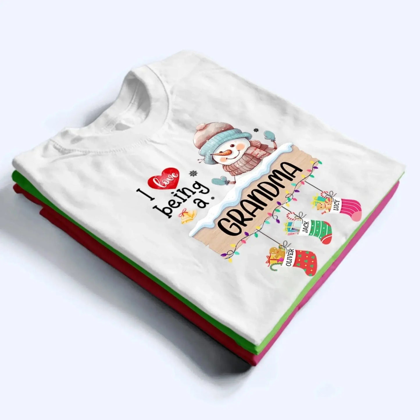 I Love Being A Grandma Shirt – Personalized Christmas Sweatshirt with Stockings and Kids’ Names – Custom Holiday Gift for Grandma or Nana Ezcustomize