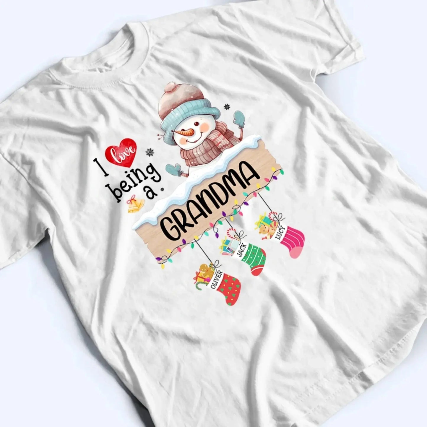 I Love Being A Grandma Shirt – Personalized Christmas Sweatshirt with Stockings and Kids’ Names – Custom Holiday Gift for Grandma or Nana Ezcustomize
