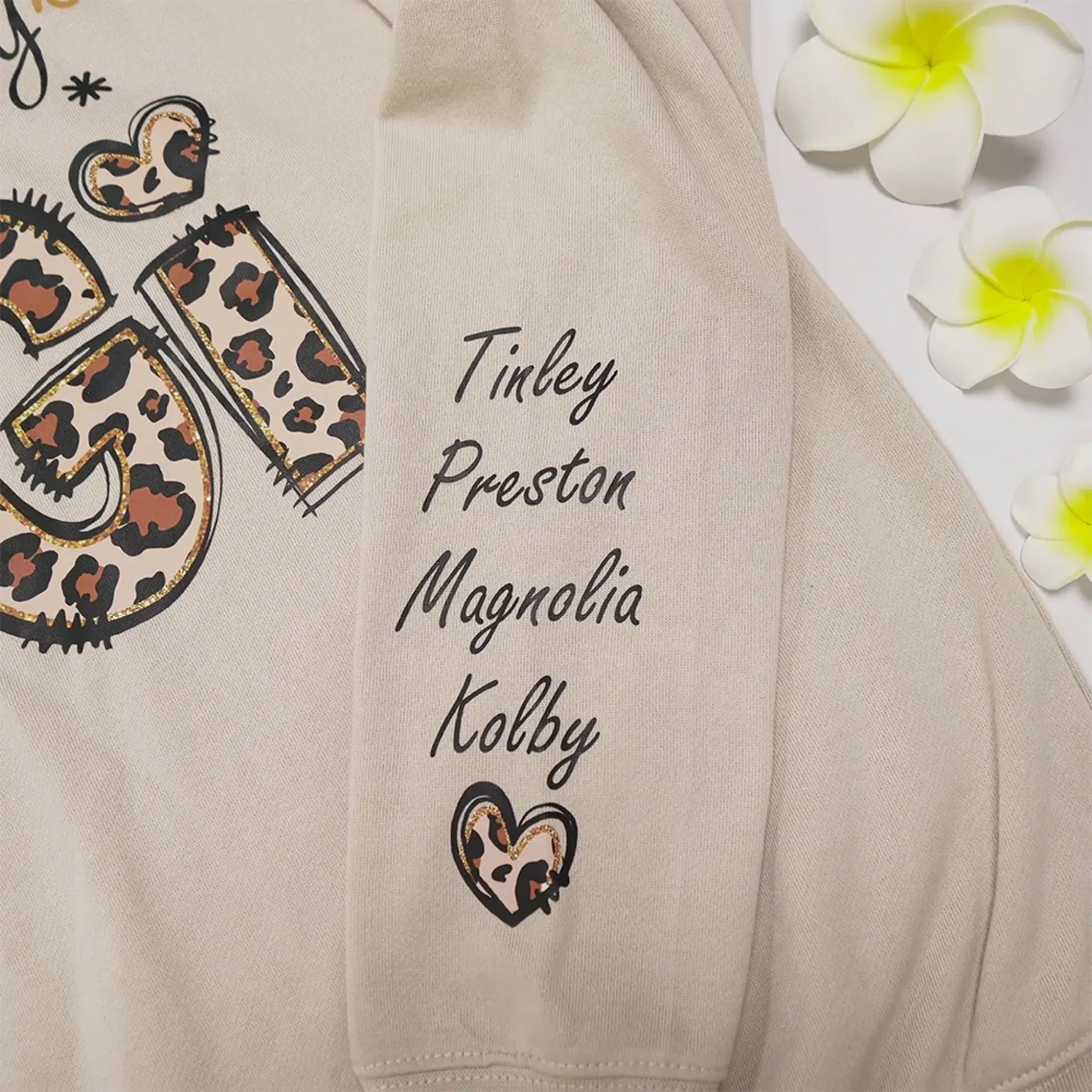 I Love Being GiGi Leopard Sweatshirt – Custom Sleeve Printed Gift for Grandma, Nana, or Gigi Ezcustomize