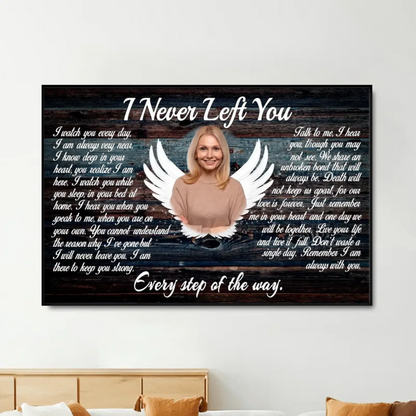 "I Never Left You" Sympathy Keepsake - Personalized Poster/Canvas Prints - Custom Memorial Photo Gift with Angel Wings Ezcustomize