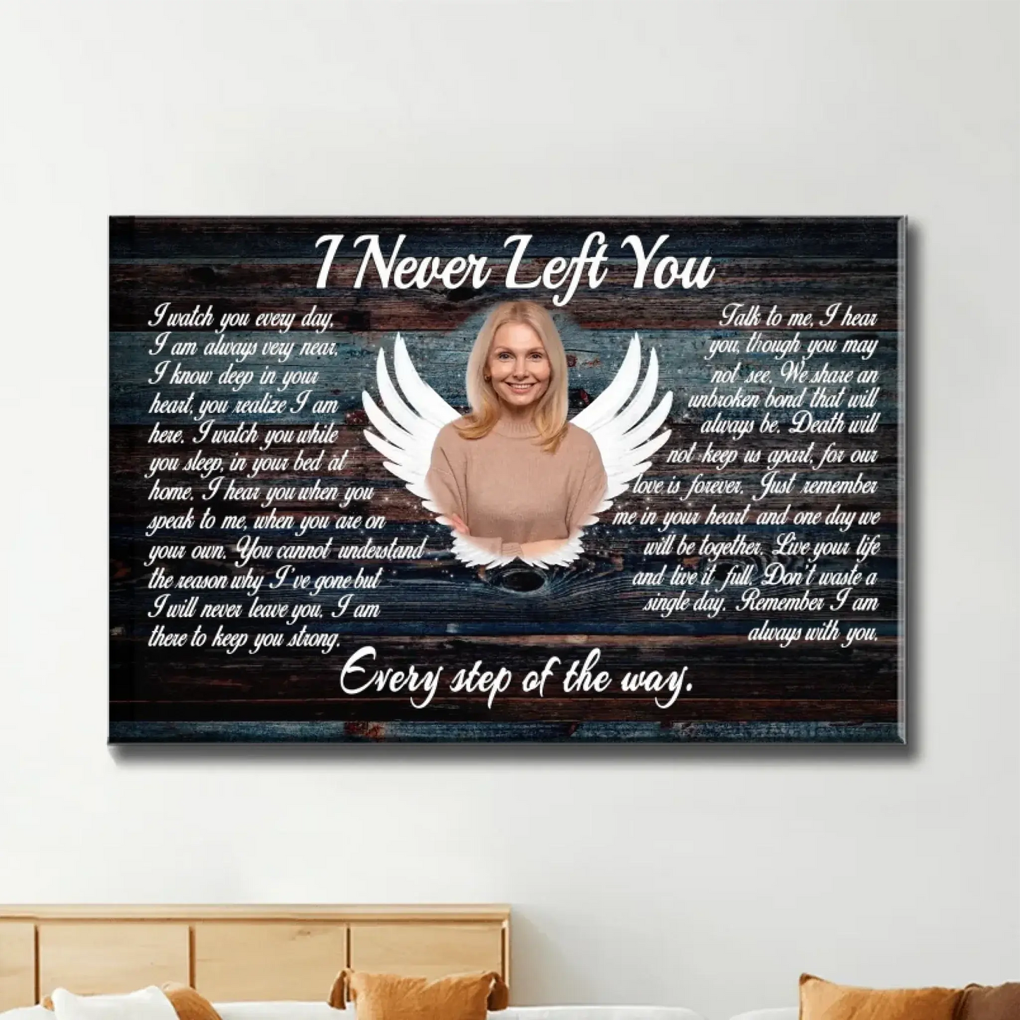 "I Never Left You" Sympathy Keepsake - Personalized Poster/Canvas Prints - Custom Memorial Photo Gift with Angel Wings Ezcustomize