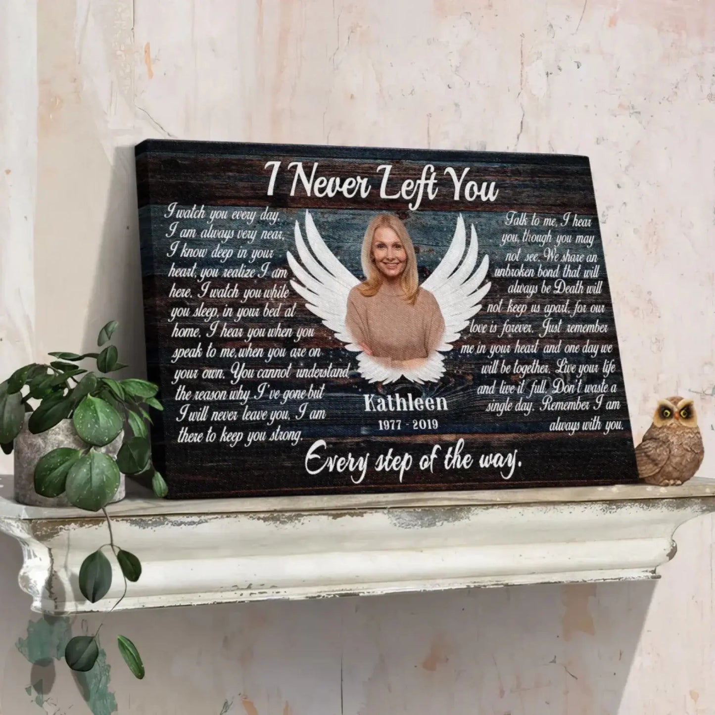 "I Never Left You" Sympathy Keepsake - Personalized Poster/Canvas Prints - Custom Memorial Photo Gift with Angel Wings Ezcustomize
