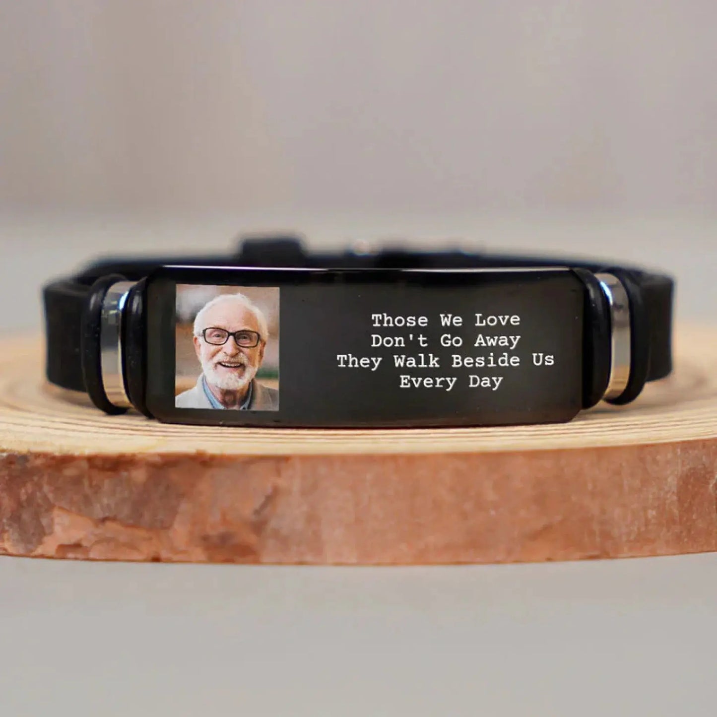 "I Will Carry You" - Photo Engraved Bracelet - Personalized Sympathy Gift Ezcustomize
