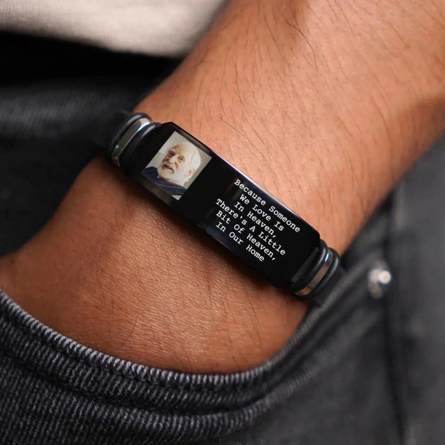"I Will Carry You" - Photo Engraved Bracelet - Personalized Sympathy Gift Ezcustomize