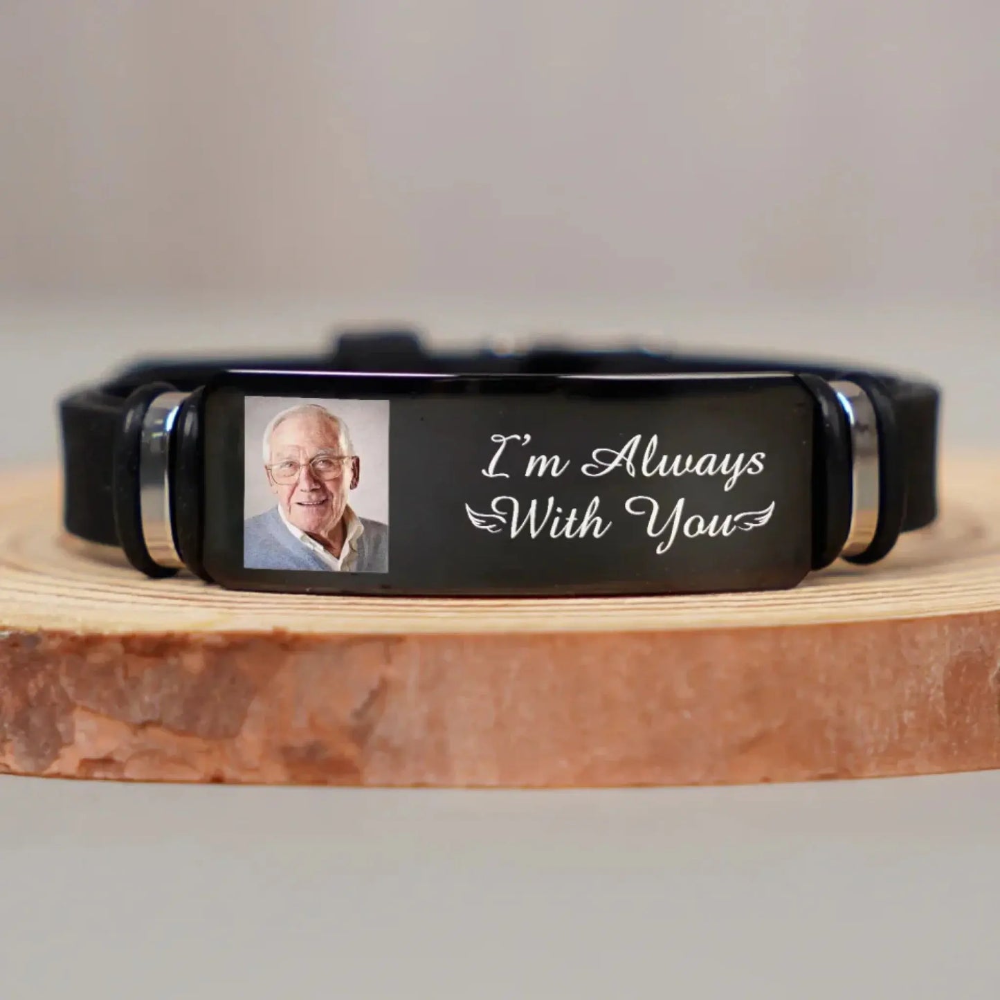 "I'm Always With You" - Photo Engraved Bracelet - Personalized Sympathy Gift Ezcustomize