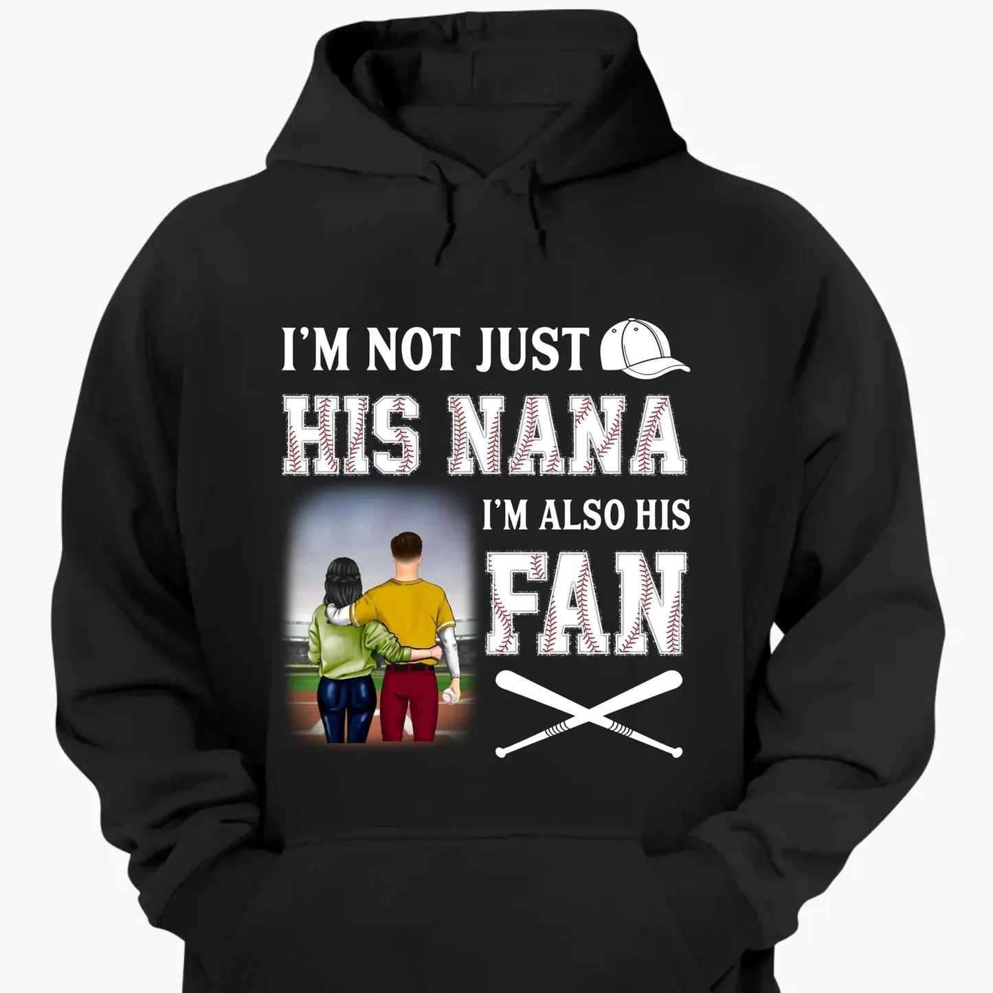 I'm Not Just His Nana I'm Also His Fan - Personalized T-Shirt, Gift For Grandma Ezcustomize