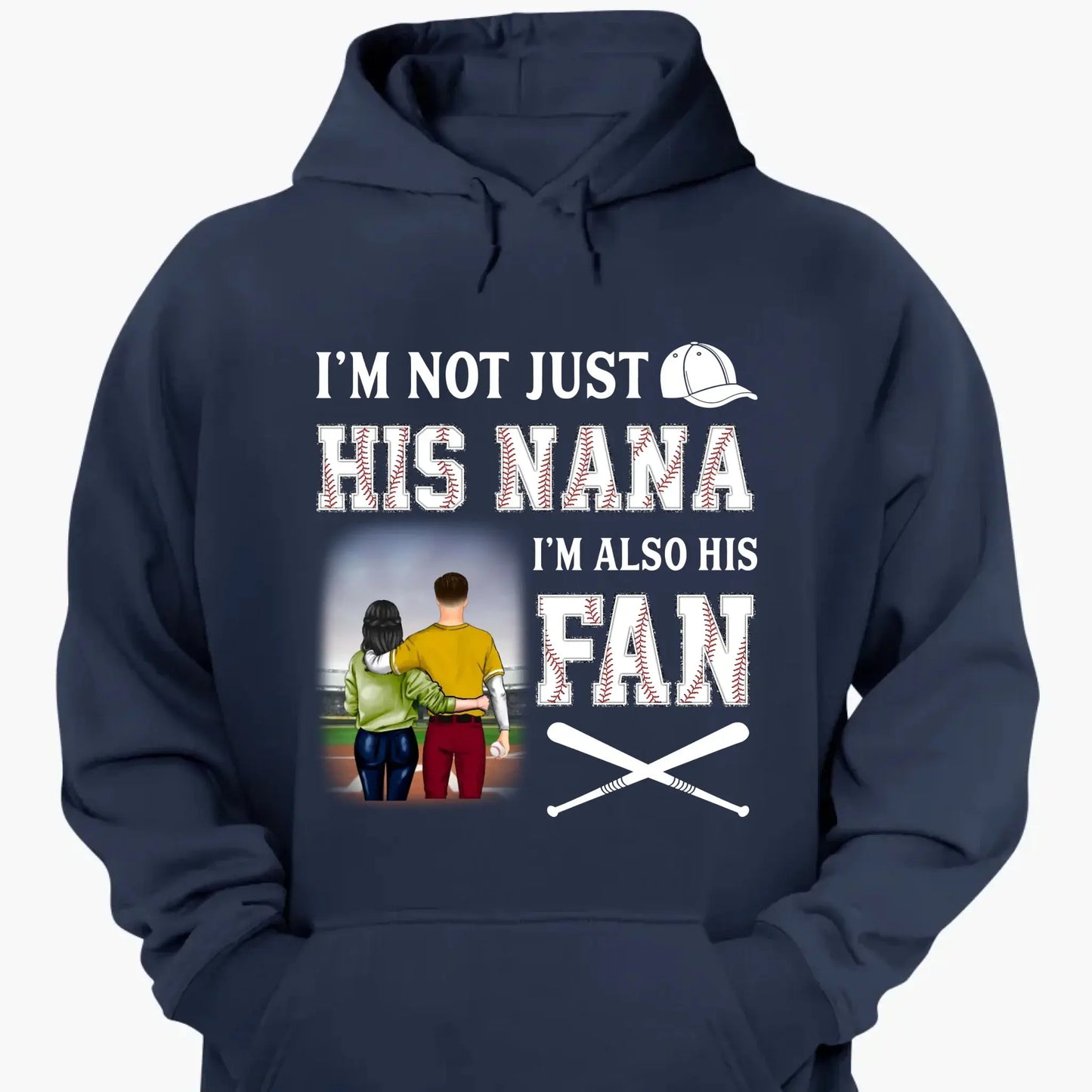I'm Not Just His Nana I'm Also His Fan - Personalized T-Shirt, Gift For Grandma Ezcustomize