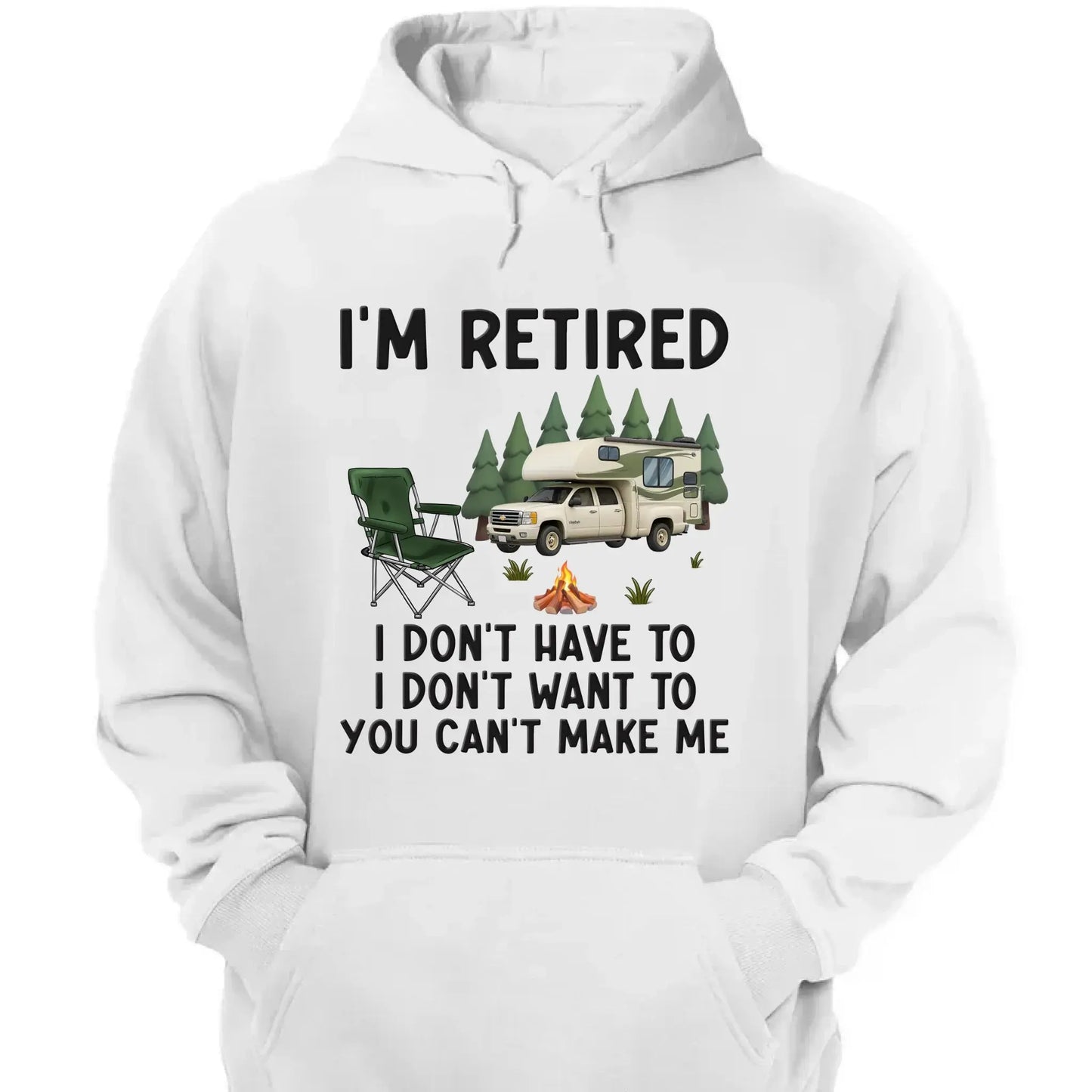 I'm Retired – Personalized T-Shirt/Hoodie for Coworkers – Funny Retirement Gift for Work Friends, Colleagues, or Camping Lovers Ezcustomize