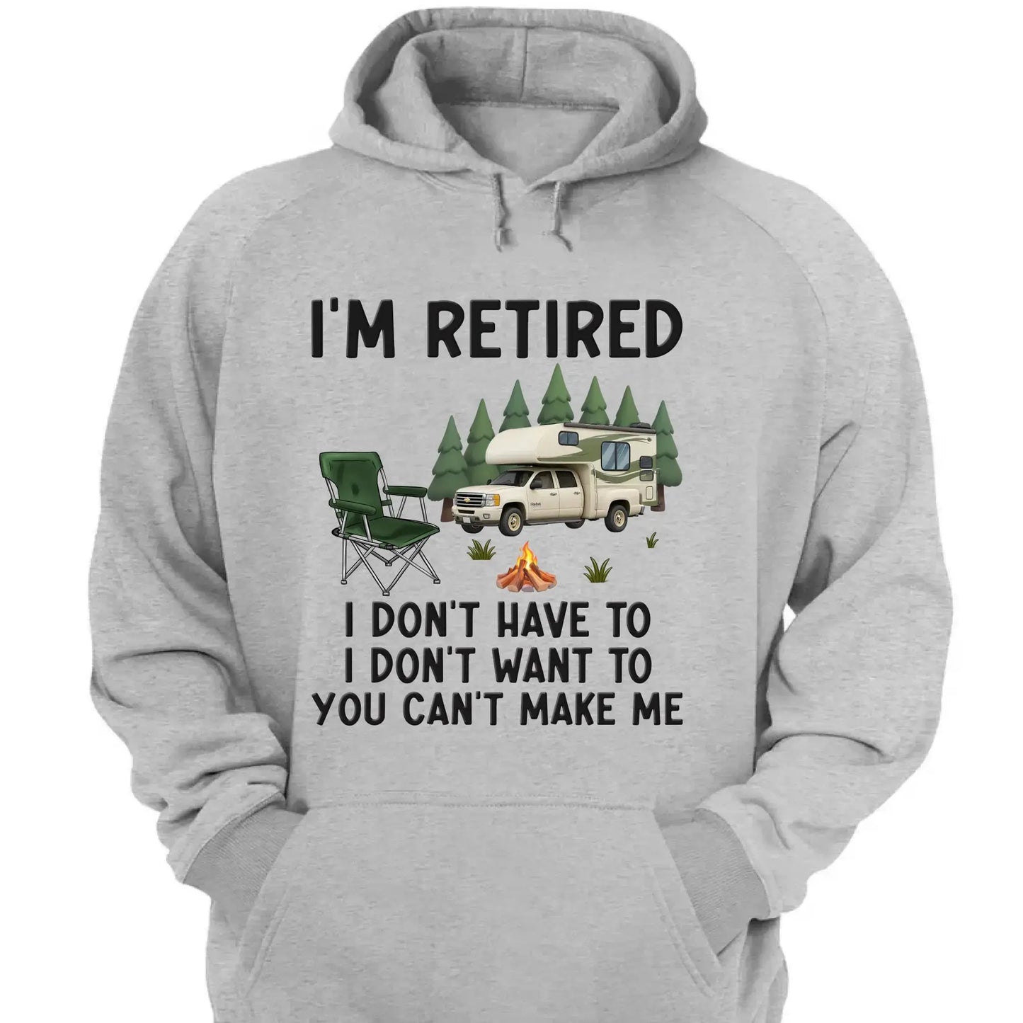 I'm Retired – Personalized T-Shirt/Hoodie for Coworkers – Funny Retirement Gift for Work Friends, Colleagues, or Camping Lovers Ezcustomize