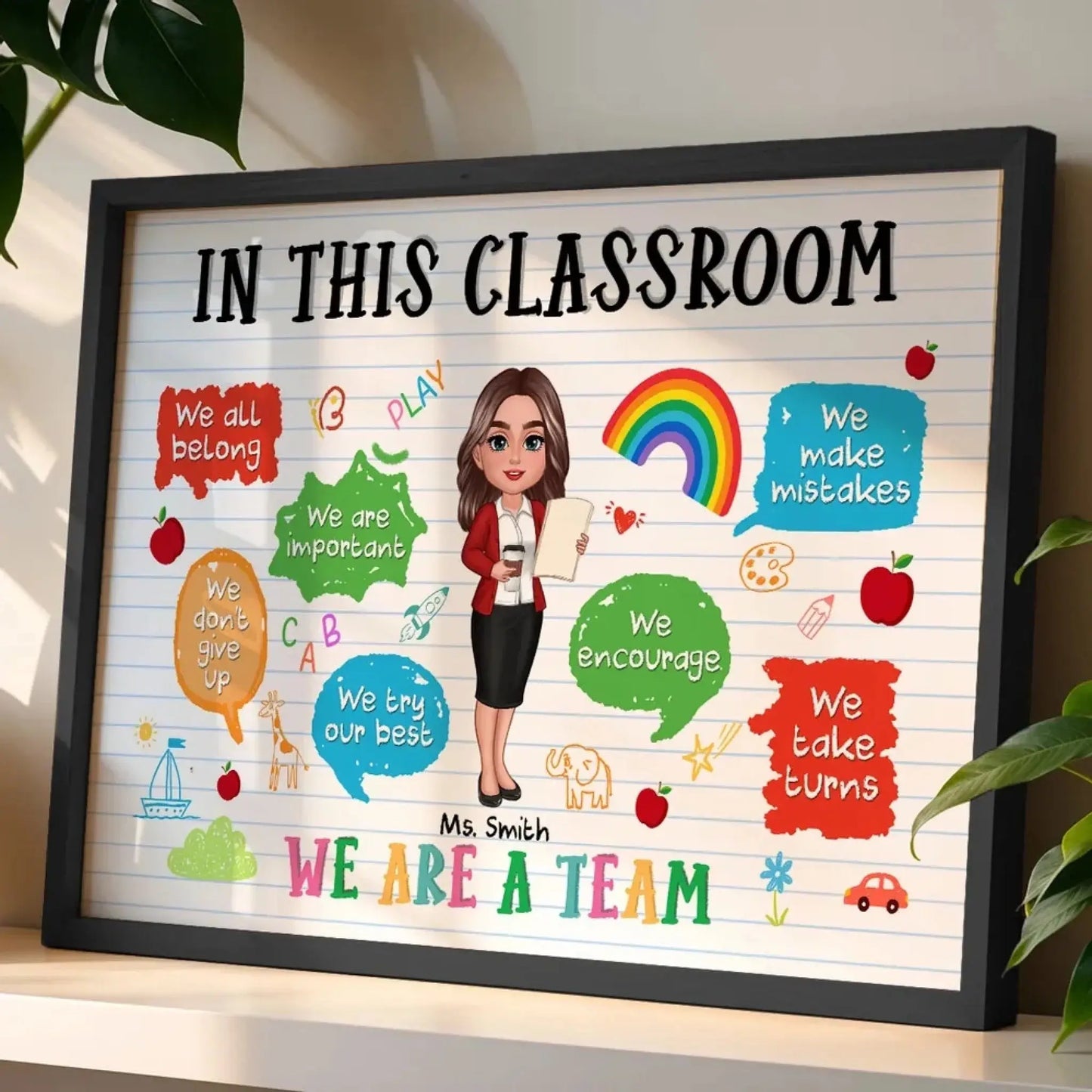 In This Classroom We Are A Team Personalized Teacher Poster – Custom Back To School Classroom Wall Art Gift for Teacher Ezcustomize