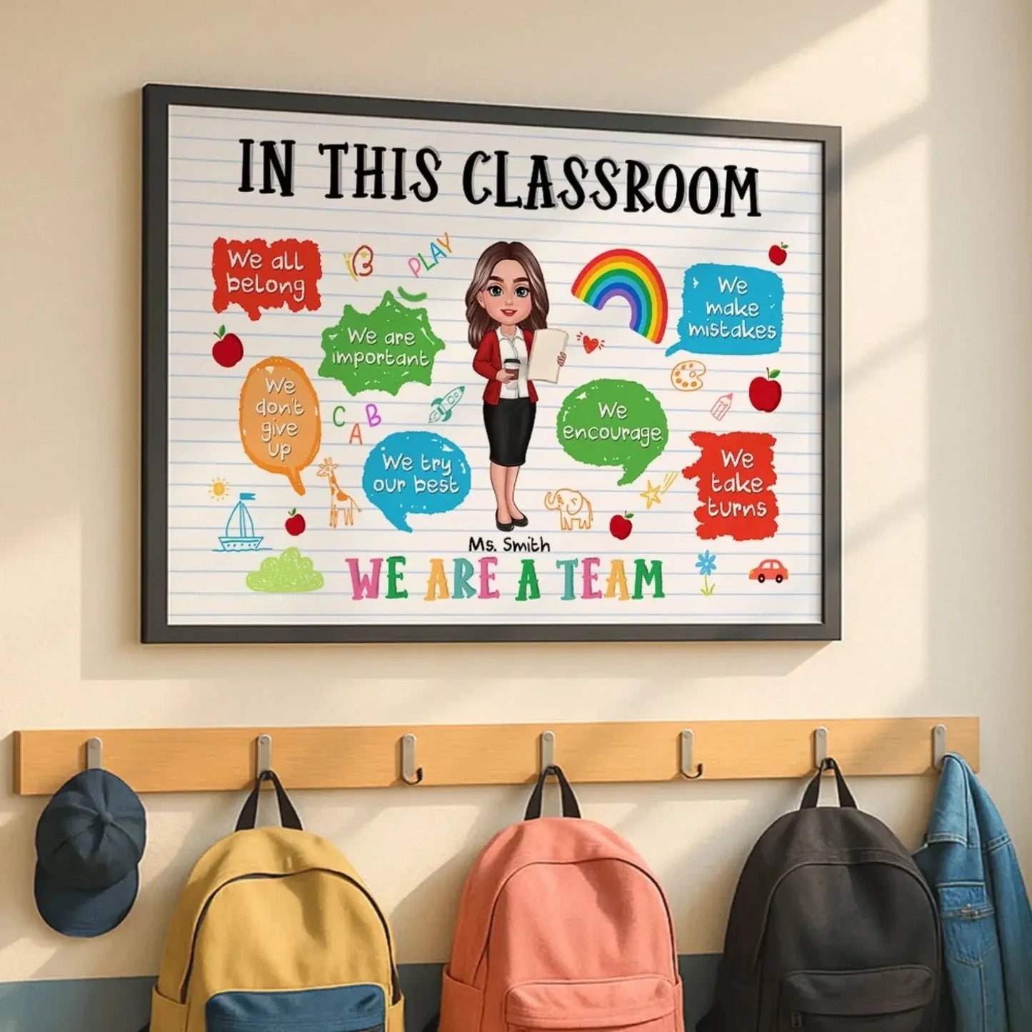 In This Classroom We Are A Team Personalized Teacher Poster – Custom Back To School Classroom Wall Art Gift for Teacher Ezcustomize
