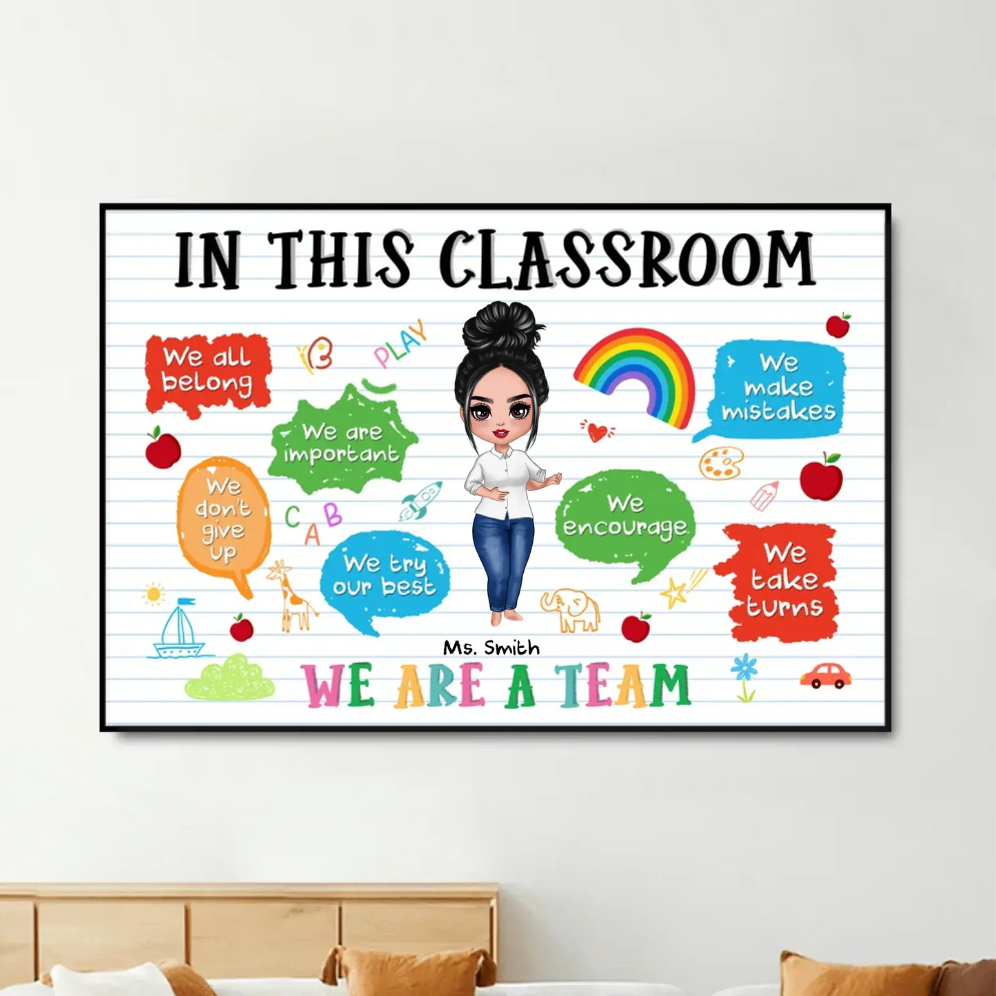 In This Classroom We Are A Team Personalized Teacher Poster – Custom Back To School Classroom Wall Art Gift for Teacher Ezcustomize