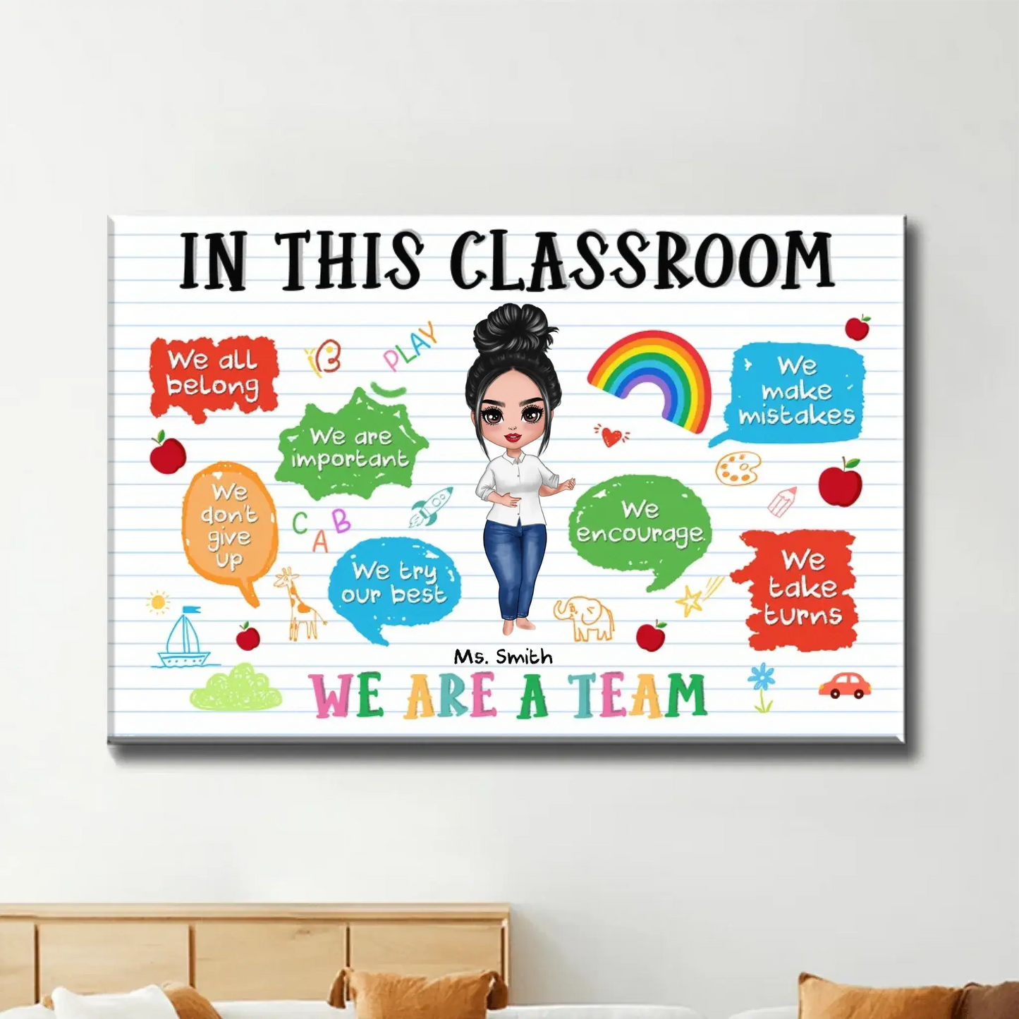 In This Classroom We Are A Team Personalized Teacher Poster – Custom Back To School Classroom Wall Art Gift for Teacher Ezcustomize