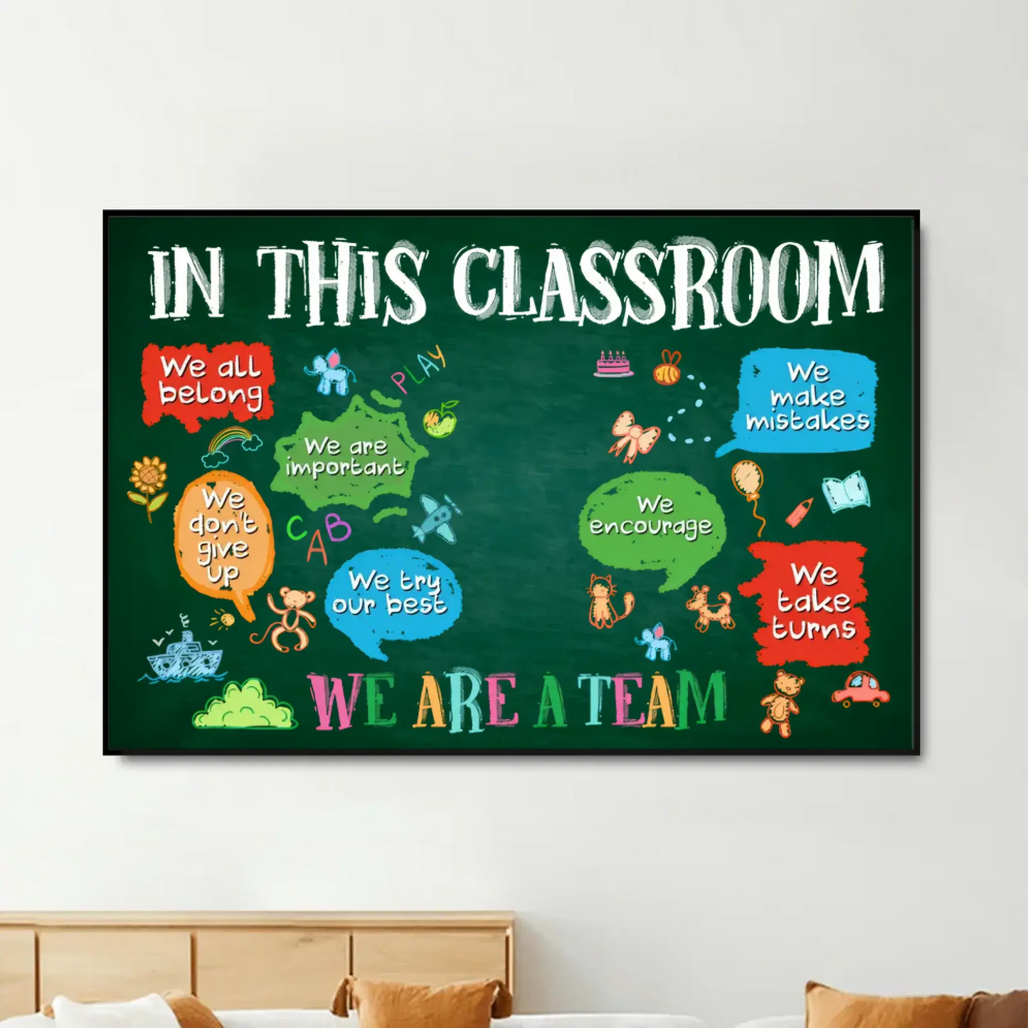 In This Classroom We Are a Team – Personalized Teacher Poster, Back to School Gift for Classroom Decoration Ezcustomize