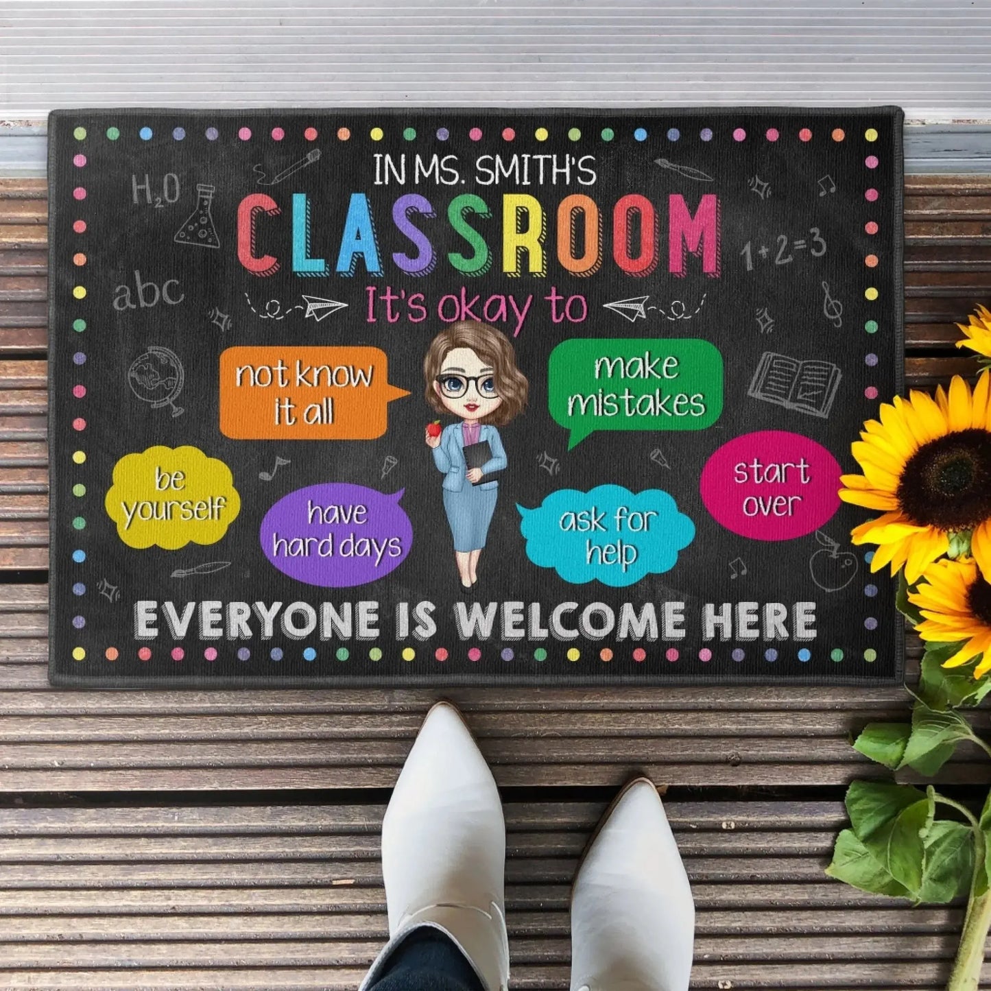 It's Okay to Make Mistakes Teacher Doormat – Custom Classroom Rug, Back to School Gift for Educators Ezcustomize