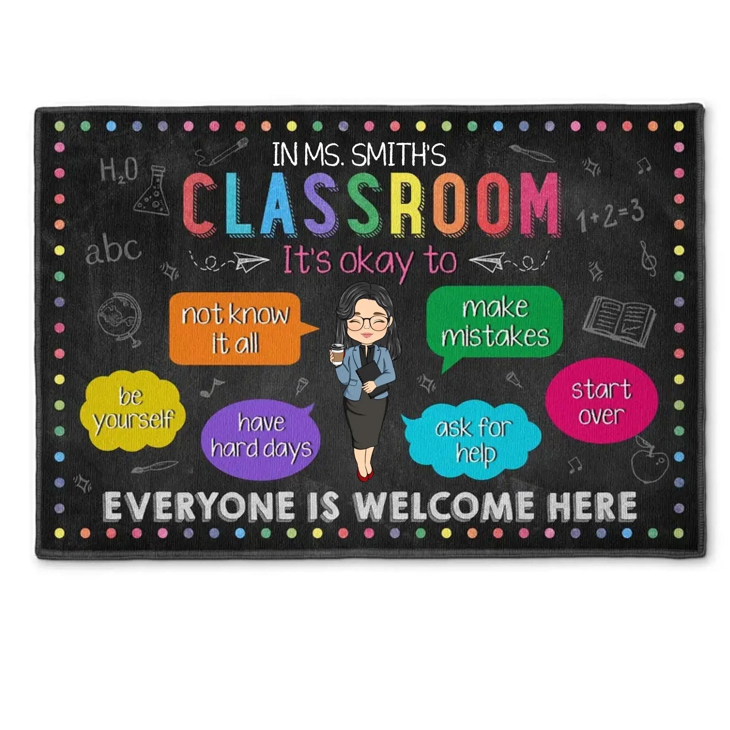 It's Okay to Make Mistakes Teacher Doormat – Custom Classroom Rug, Back to School Gift for Educators Ezcustomize
