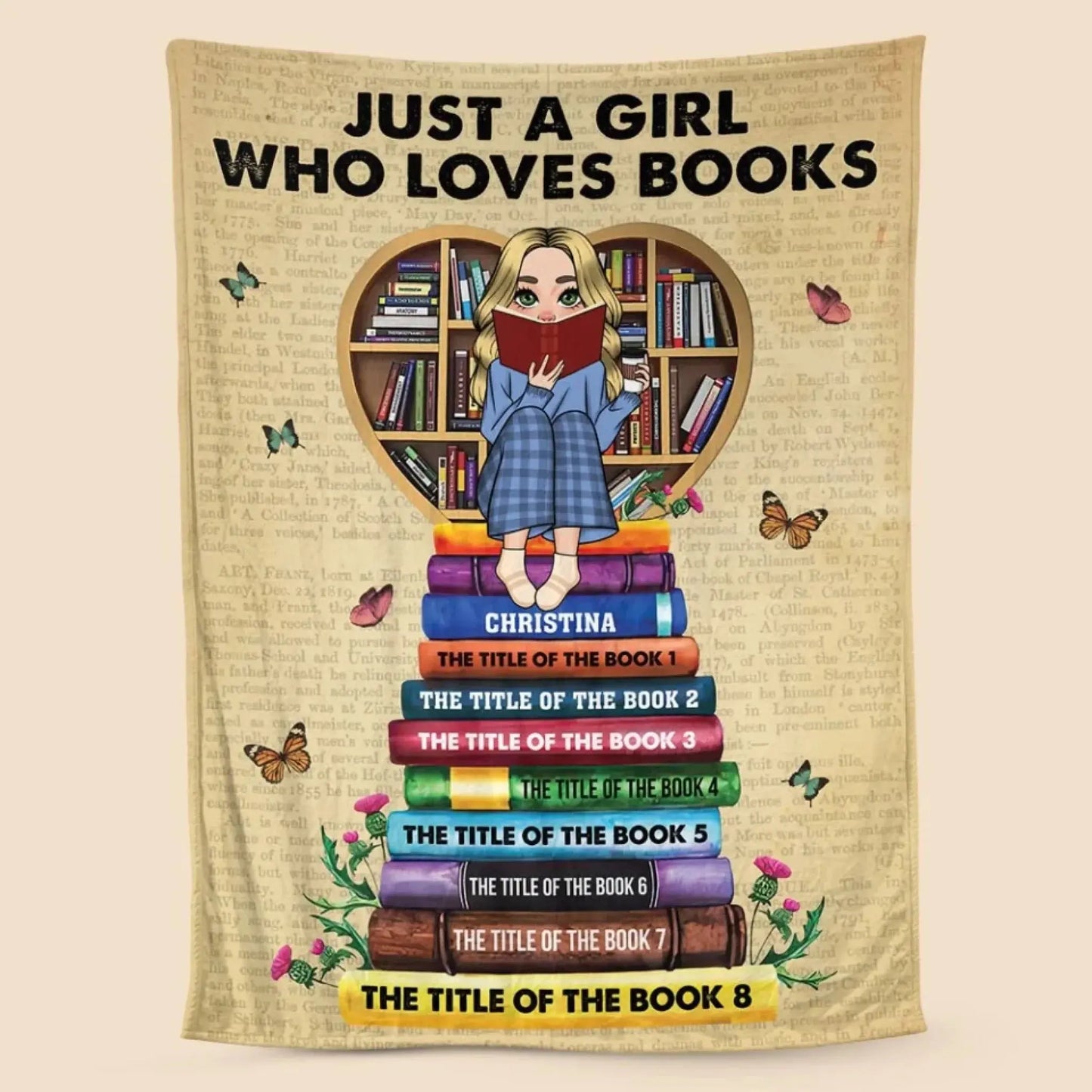 Just A Girl/Boy Who Loves Books With Book Titles - Personalized Blanket Ezcustomize