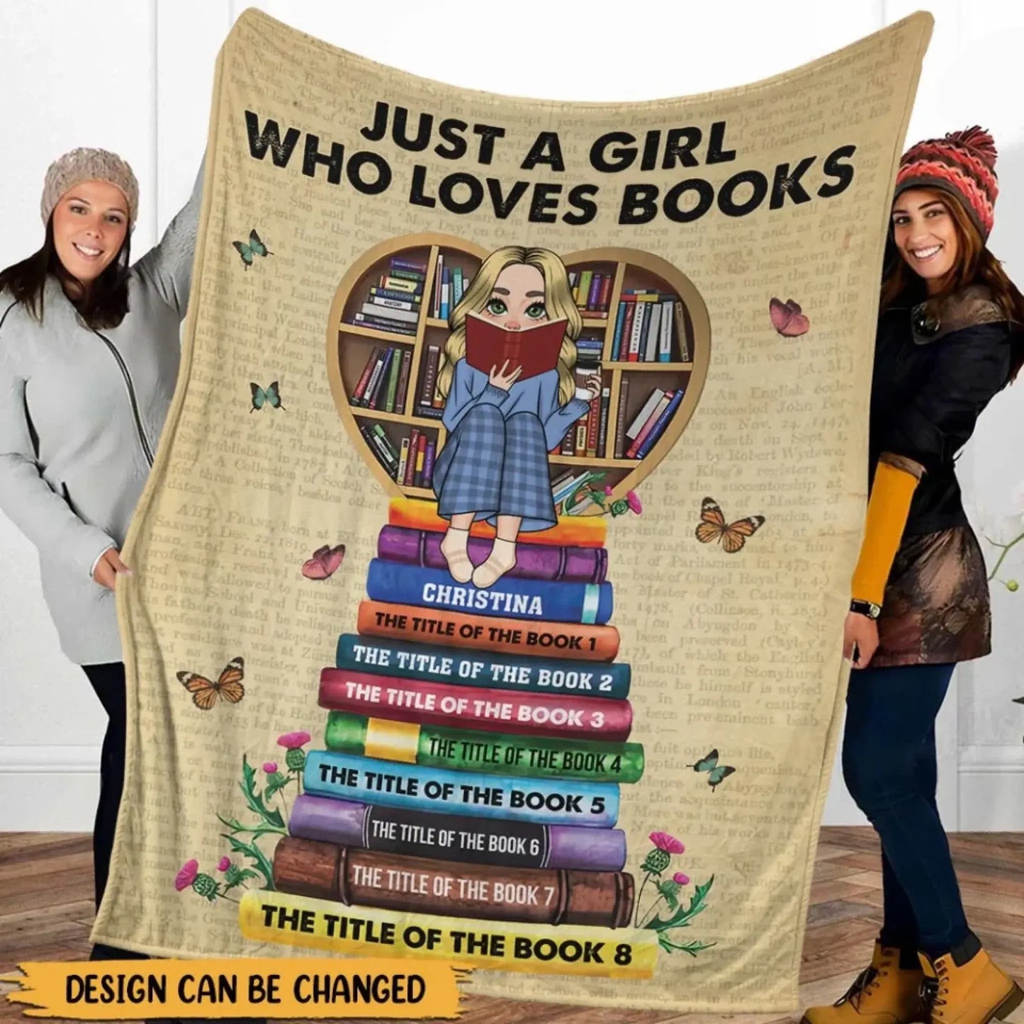 Just A Girl/Boy Who Loves Books With Book Titles - Personalized Blanket Ezcustomize