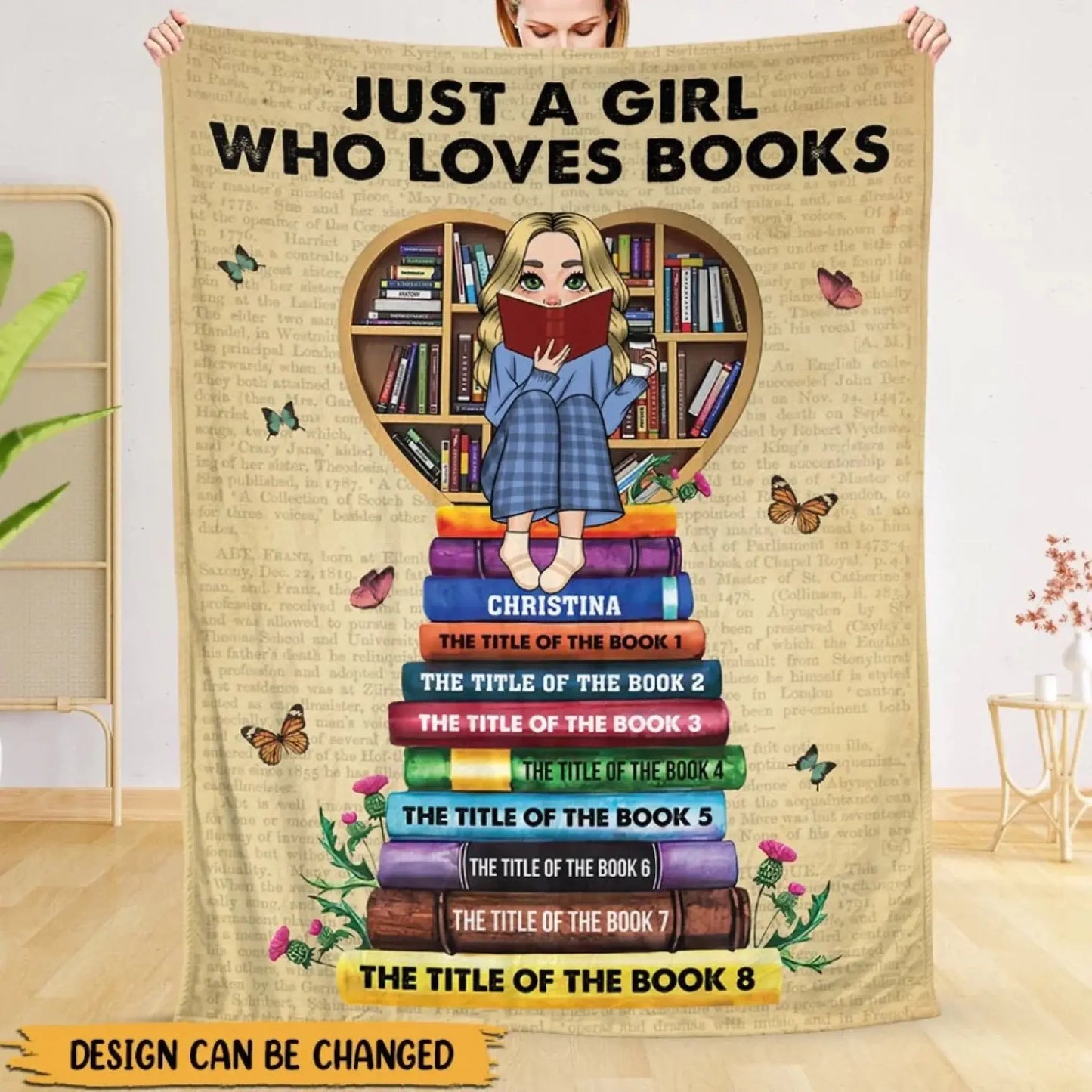 Just A Girl/Boy Who Loves Books With Book Titles - Personalized Blanket Ezcustomize