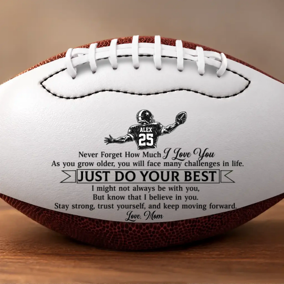 "Just Do Your Best" Custom Football - Personalized American Leather Football - Gift for Son Grandson, Football Players and Sports Lovers