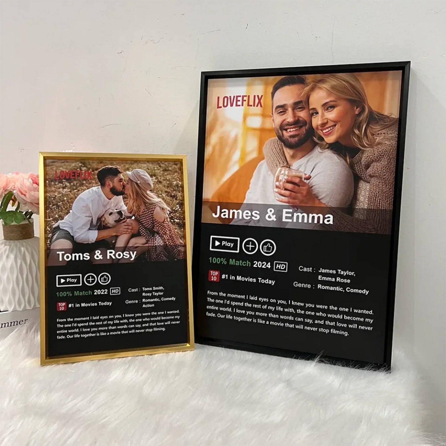 LOVEFLIX Custom Movie Poster – Personalized Photo Canvas or Poster, Couple Gift for Anniversary, Valentine's Day, or Just Because Ezcustomize