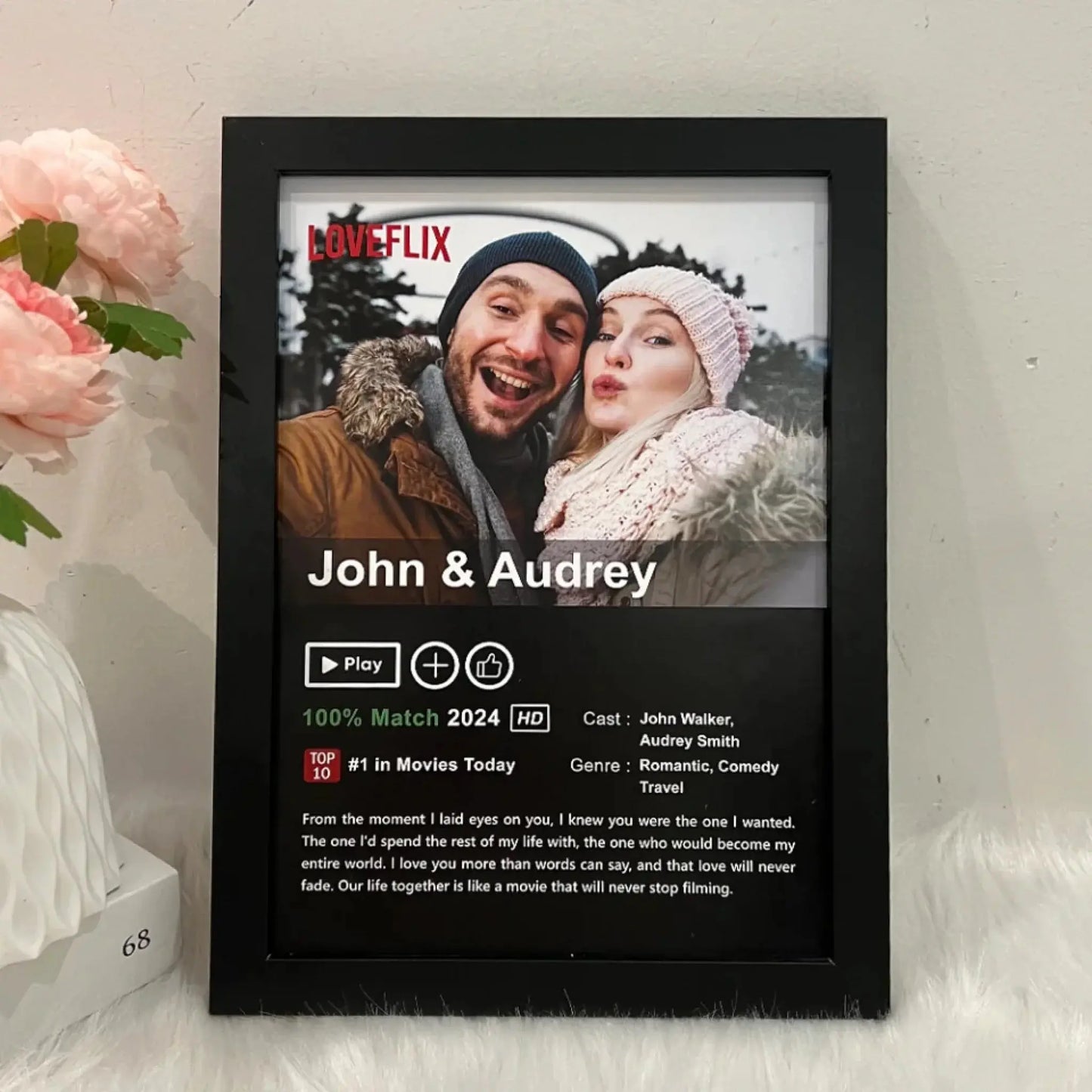 LOVEFLIX Custom Movie Poster – Personalized Photo Canvas or Poster, Couple Gift for Anniversary, Valentine's Day, or Just Because Ezcustomize