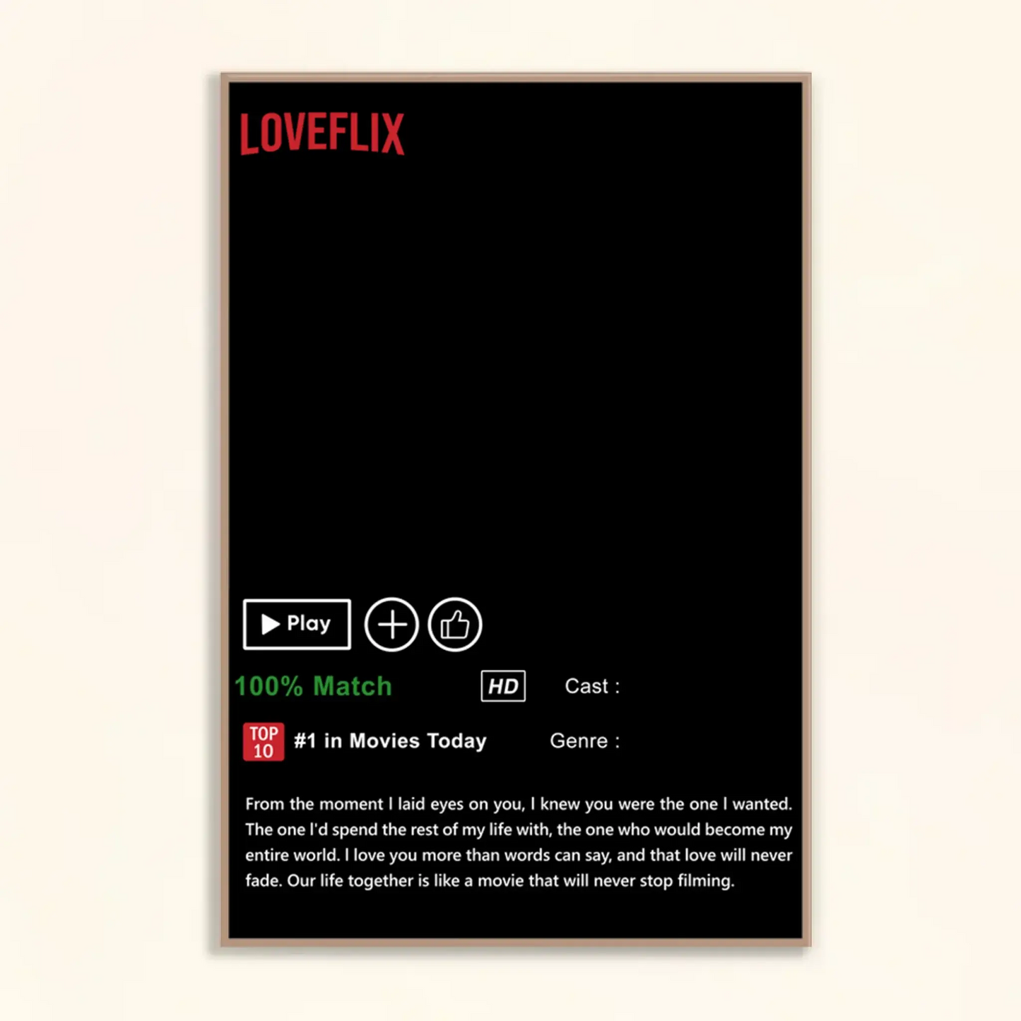 LOVEFLIX Custom Movie Poster – Personalized Photo Canvas or Poster, Couple Gift for Anniversary, Valentine's Day, or Just Because Ezcustomize