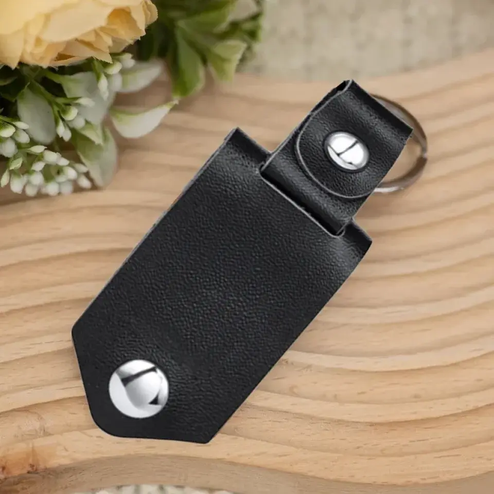 Leather Keychain with Photo and Text - Personalized Keychain for Him - Anniversary Gift Ezcustomize