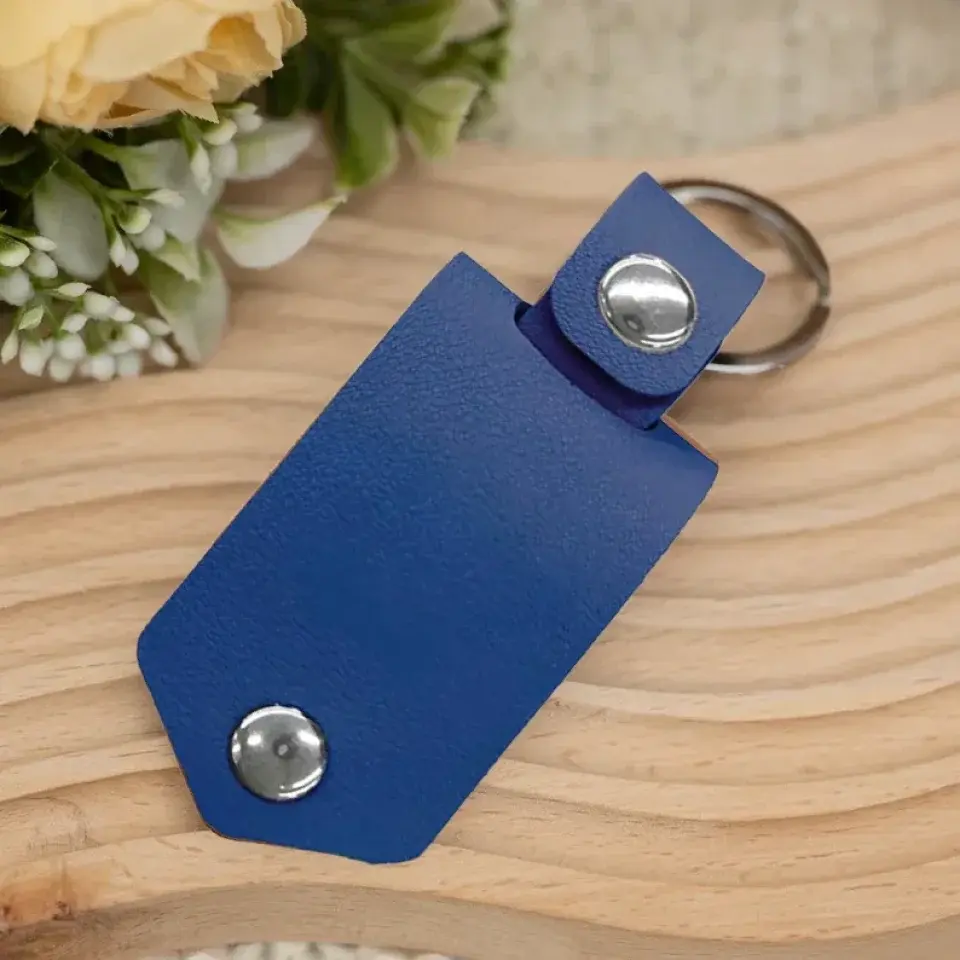 Leather Keychain with Photo and Text - Personalized Keychain for Him - Anniversary Gift Ezcustomize
