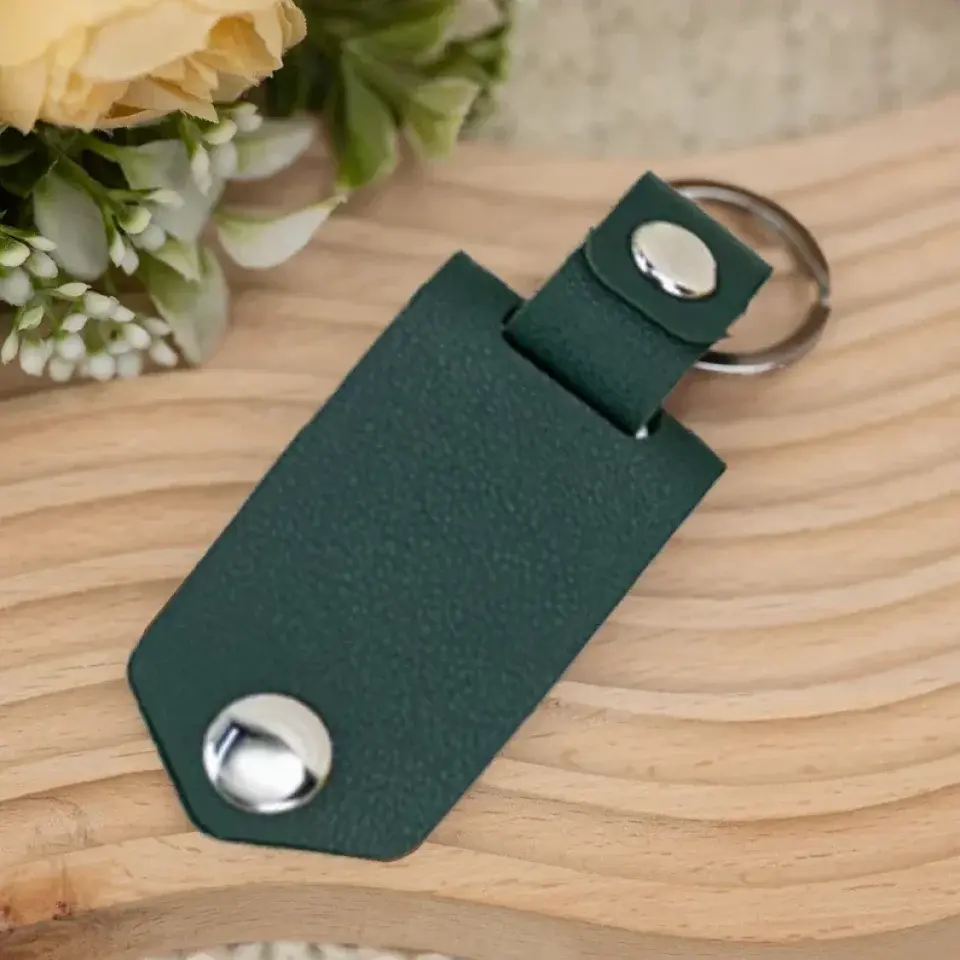 Leather Keychain with Photo and Text - Personalized Keychain for Him - Anniversary Gift Ezcustomize