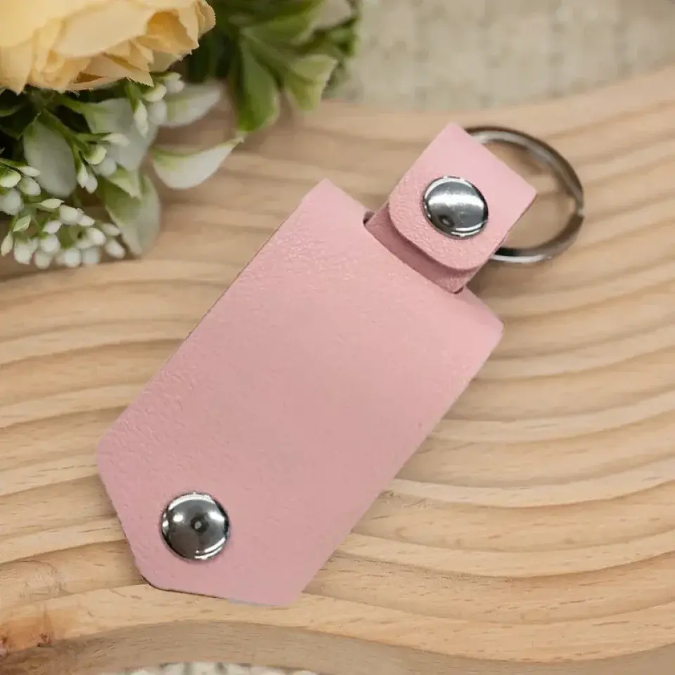 Leather Keychain with Photo and Text - Personalized Keychain for Him - Anniversary Gift Ezcustomize