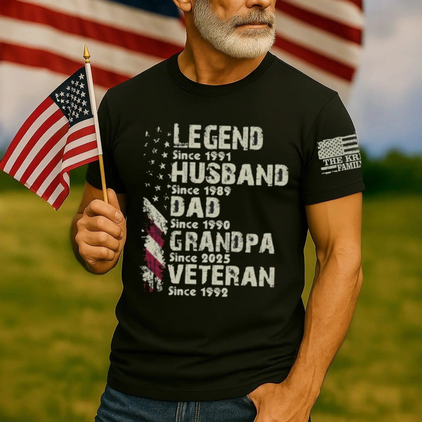Legend Husband Dad Grandpa Veteran Shirt – Personalized 4th of July Gift for Military Dad or Papa Ezcustomize