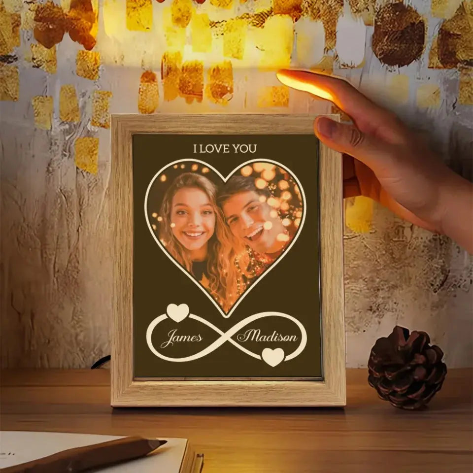 Light Painting Mirror For Couple - Personalized Photo LED Light Painting Mirror - Anniversary Gifts For Her, Him Ezcustomize