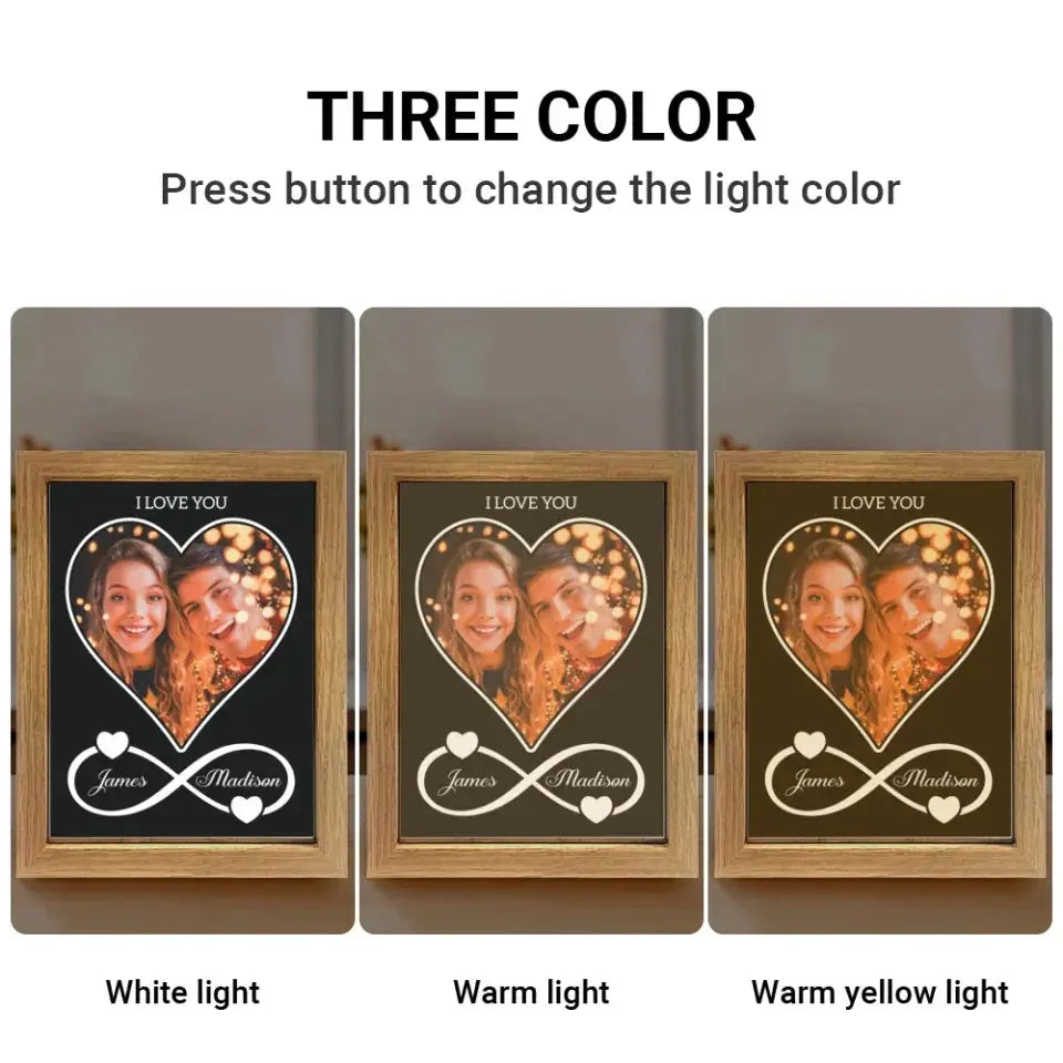 Light Painting Mirror For Couple - Personalized Photo LED Light Painting Mirror - Anniversary Gifts For Her, Him Ezcustomize