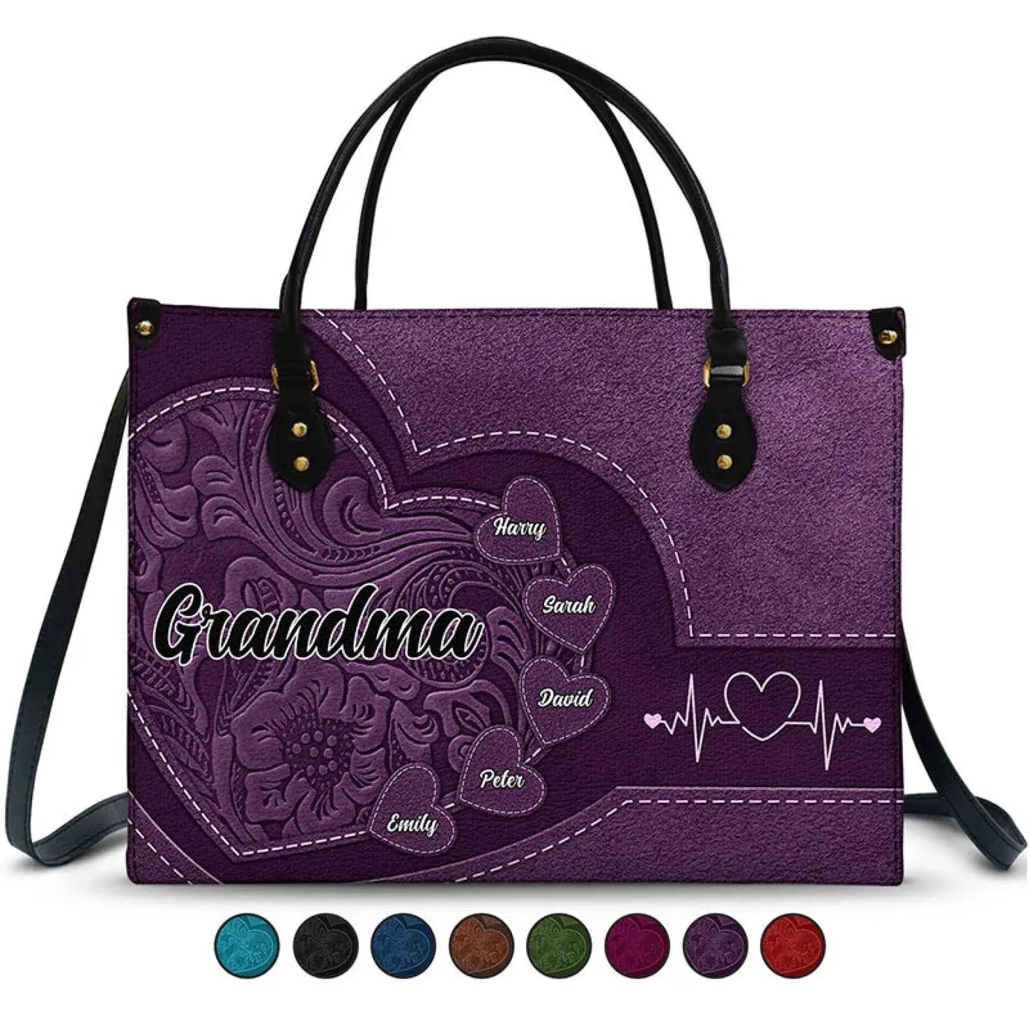 Little Sweethearts - Personalized Custom Leather Bag, Gift for Mom, Wife, or Grandma | Birthday, Mother's Day or Any Occasion Ezcustomize