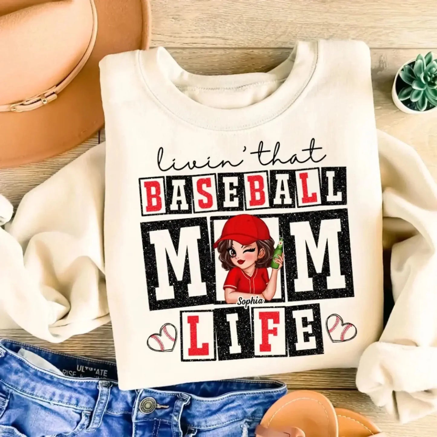 Livin' That Baseball Mom Life – Personalized Shirt, Custom Gift for Proud Baseball Moms & Sports Moms Ezcustomize