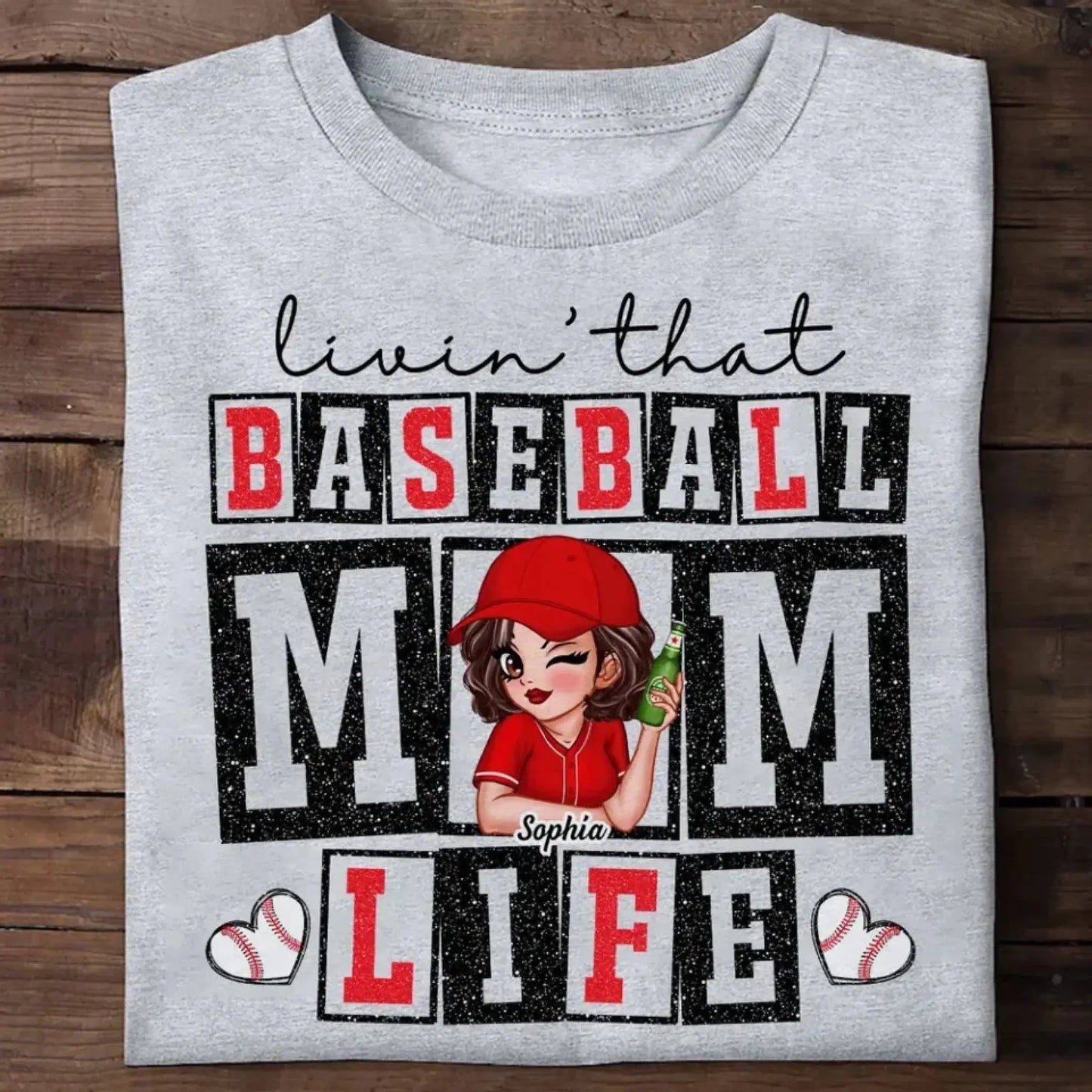 Livin' That Baseball Mom Life – Personalized Shirt, Custom Gift for Proud Baseball Moms & Sports Moms Ezcustomize
