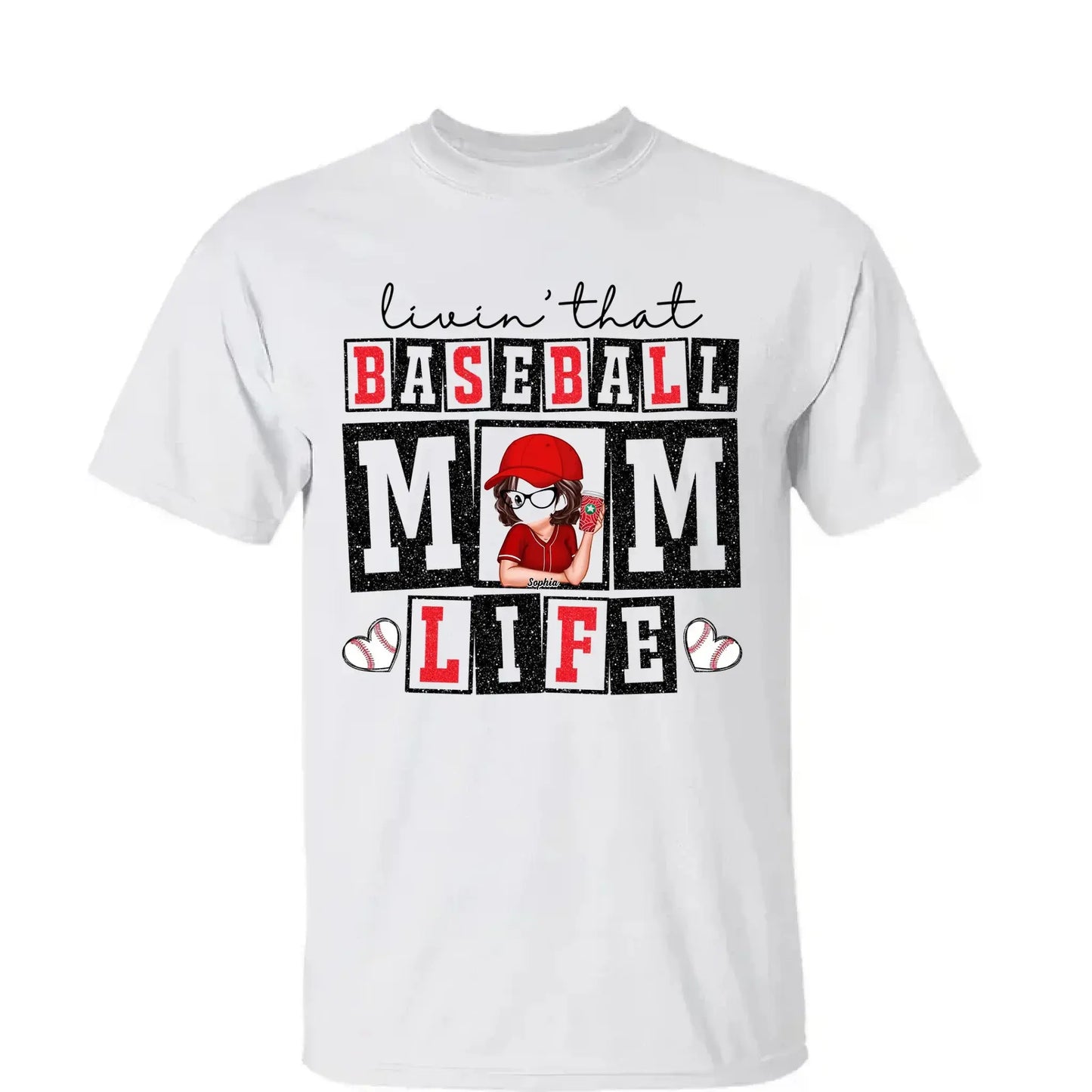 Livin' That Baseball Mom Life – Personalized Shirt, Custom Gift for Proud Baseball Moms & Sports Moms Ezcustomize