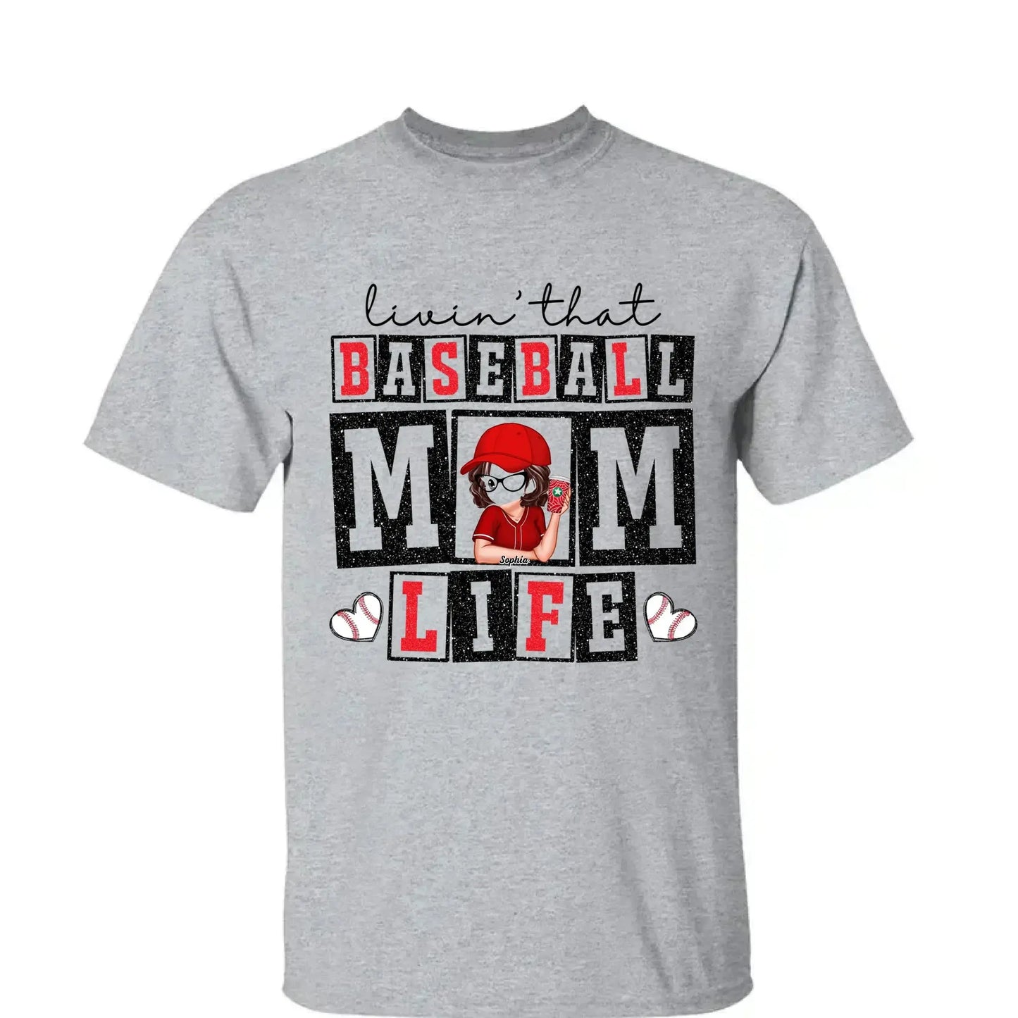 Livin' That Baseball Mom Life – Personalized Shirt, Custom Gift for Proud Baseball Moms & Sports Moms Ezcustomize