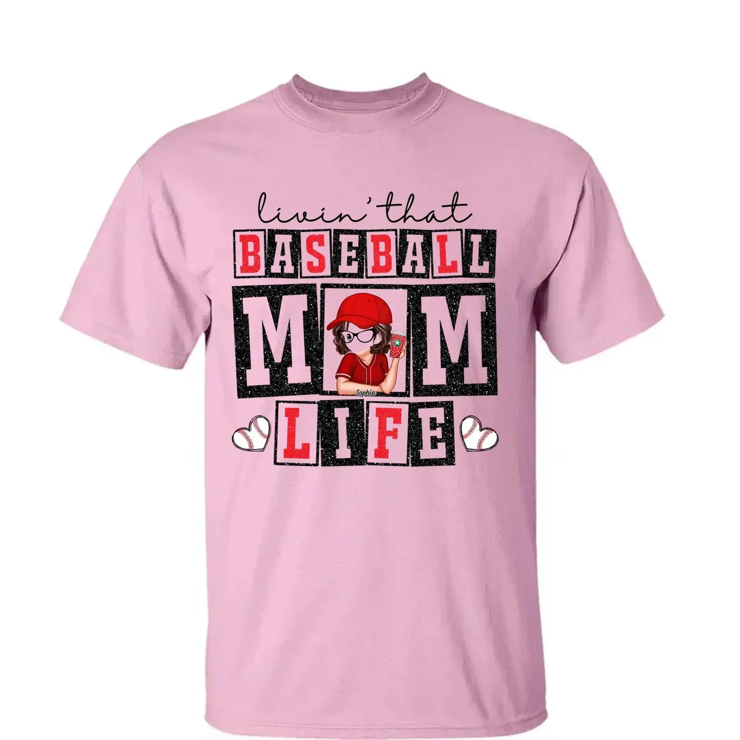 Livin' That Baseball Mom Life – Personalized Shirt, Custom Gift for Proud Baseball Moms & Sports Moms Ezcustomize