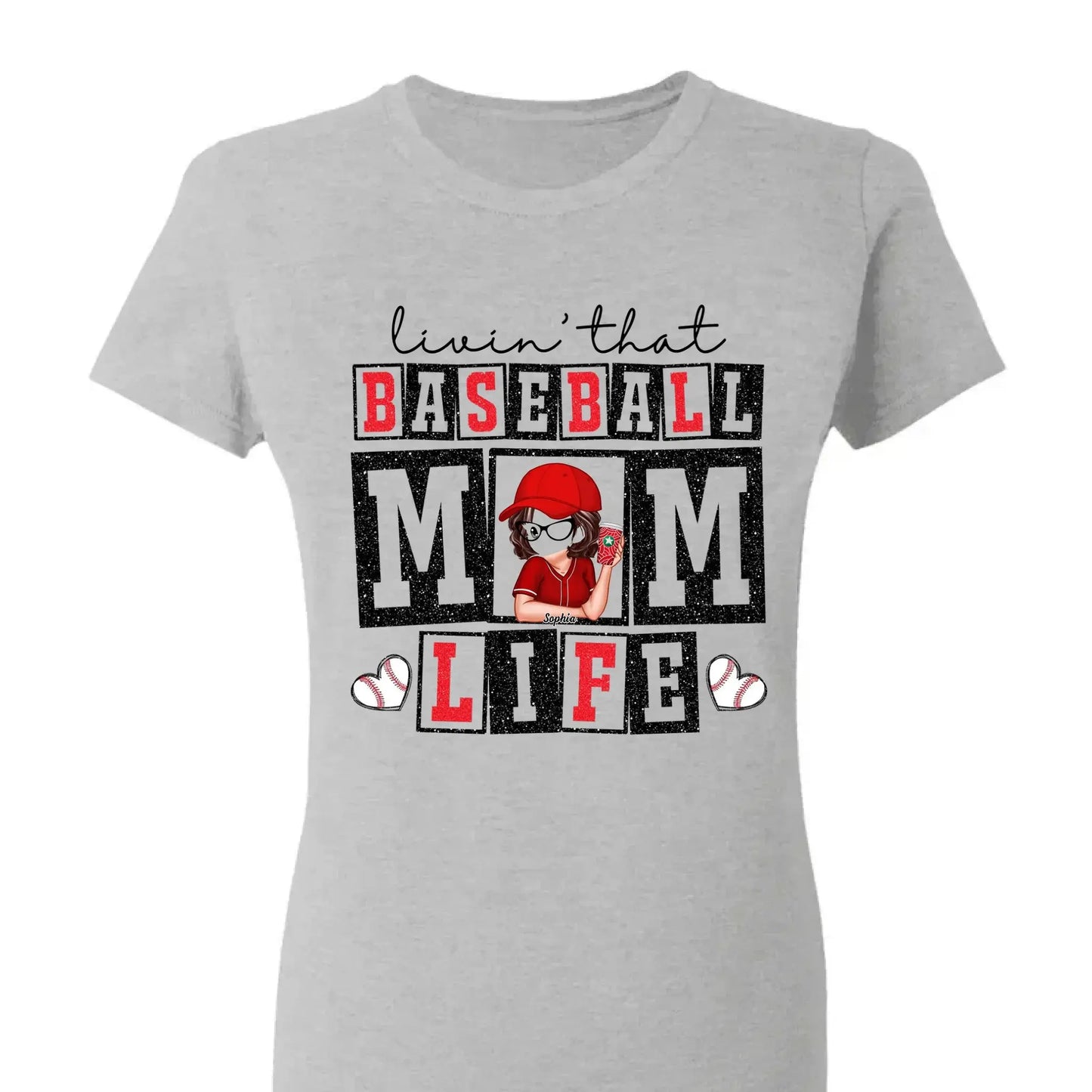 Livin' That Baseball Mom Life – Personalized Shirt, Custom Gift for Proud Baseball Moms & Sports Moms Ezcustomize