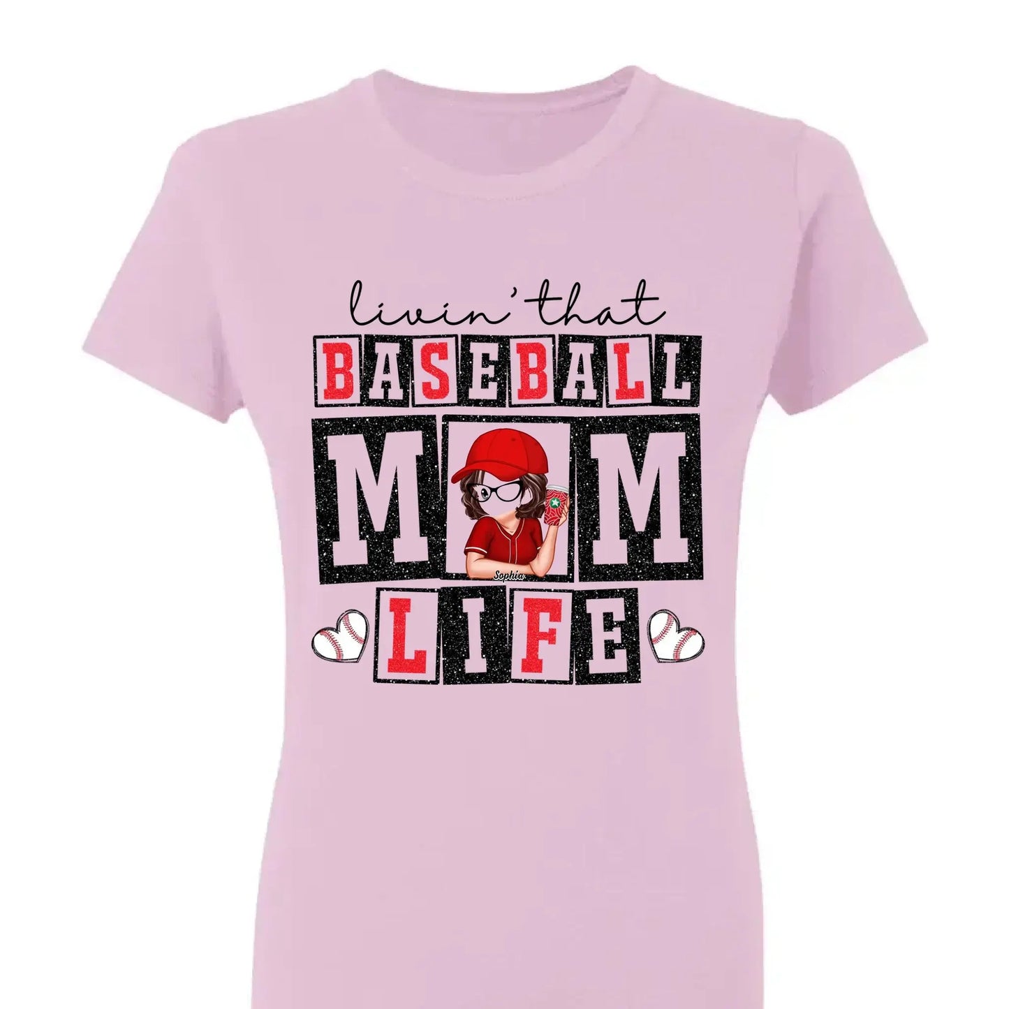 Livin' That Baseball Mom Life – Personalized Shirt, Custom Gift for Proud Baseball Moms & Sports Moms Ezcustomize