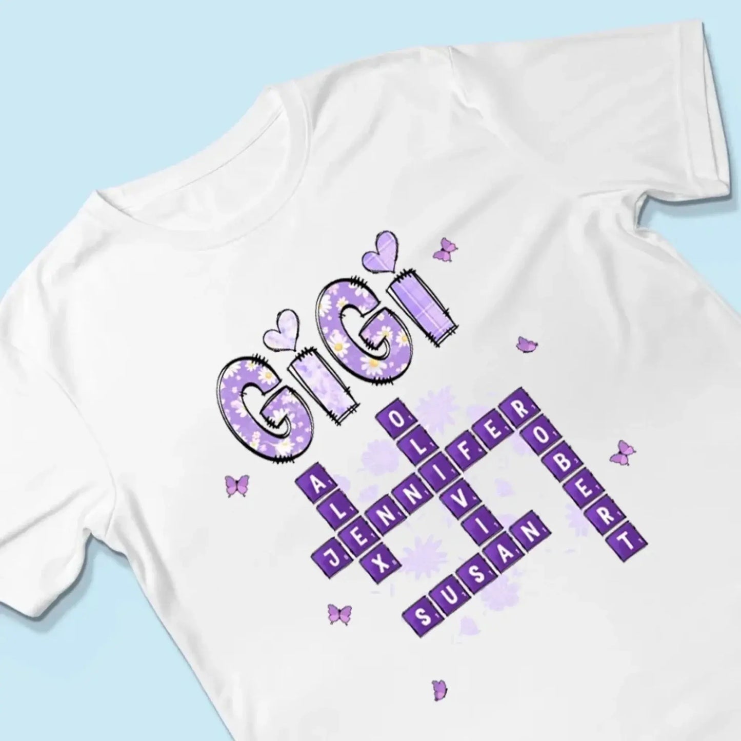 Love Being Grandma Crossword Shirt – Personalized T-Shirt – Custom Gift with Grandkids’ Names for Grandma, Nana, or Mimi Ezcustomize