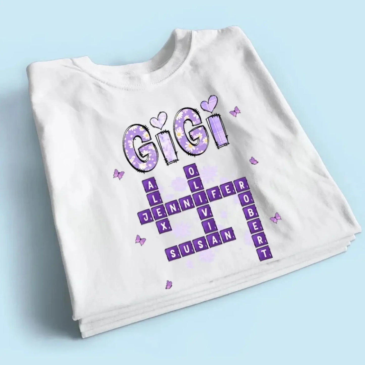 Love Being Grandma Crossword Shirt – Personalized T-Shirt – Custom Gift with Grandkids’ Names for Grandma, Nana, or Mimi Ezcustomize