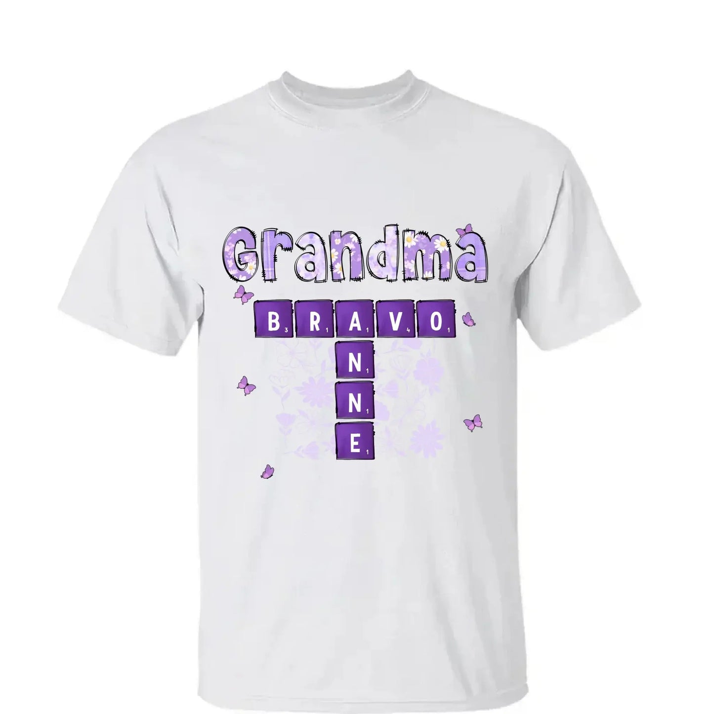 Love Being Grandma Crossword Shirt – Personalized T-Shirt – Custom Gift with Grandkids’ Names for Grandma, Nana, or Mimi Ezcustomize