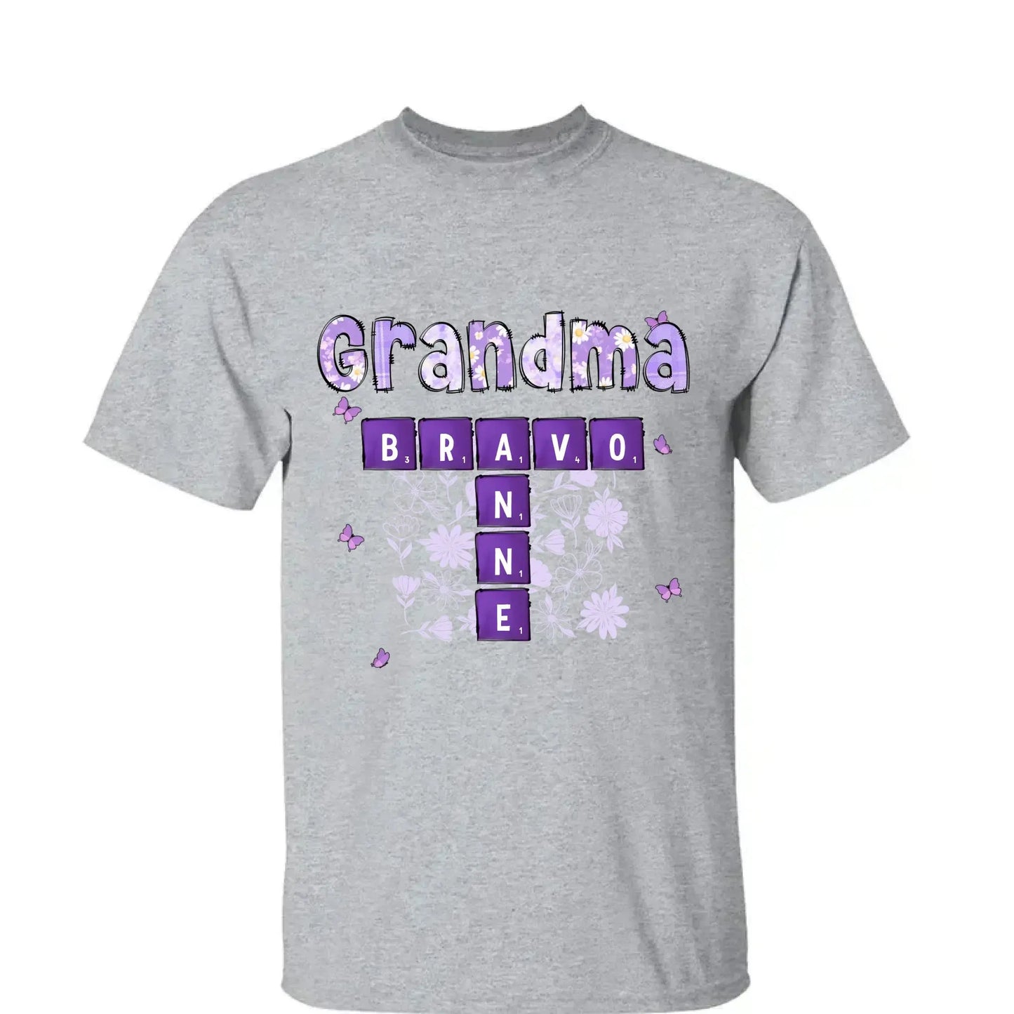 Love Being Grandma Crossword Shirt – Personalized T-Shirt – Custom Gift with Grandkids’ Names for Grandma, Nana, or Mimi Ezcustomize