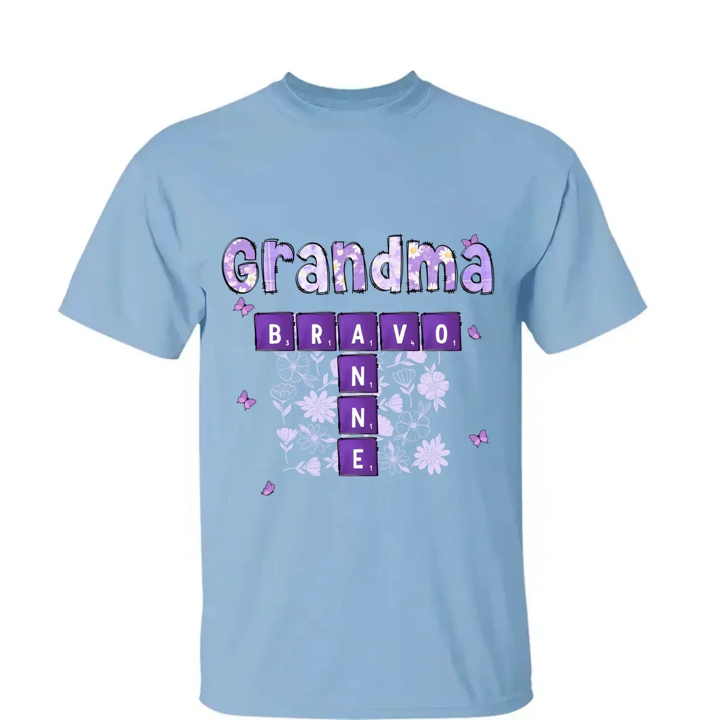 Love Being Grandma Crossword Shirt – Personalized T-Shirt – Custom Gift with Grandkids’ Names for Grandma, Nana, or Mimi Ezcustomize