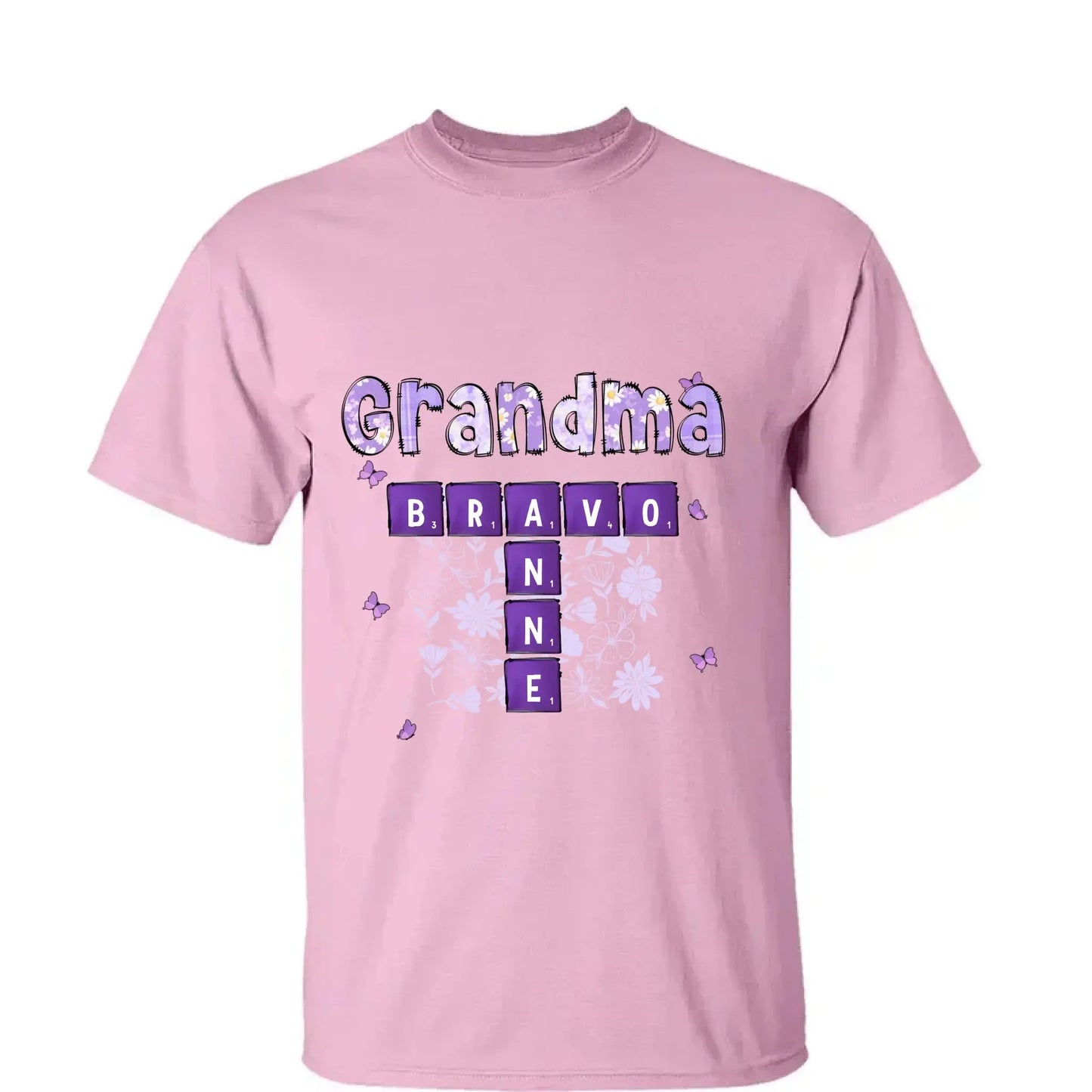 Love Being Grandma Crossword Shirt – Personalized T-Shirt – Custom Gift with Grandkids’ Names for Grandma, Nana, or Mimi Ezcustomize