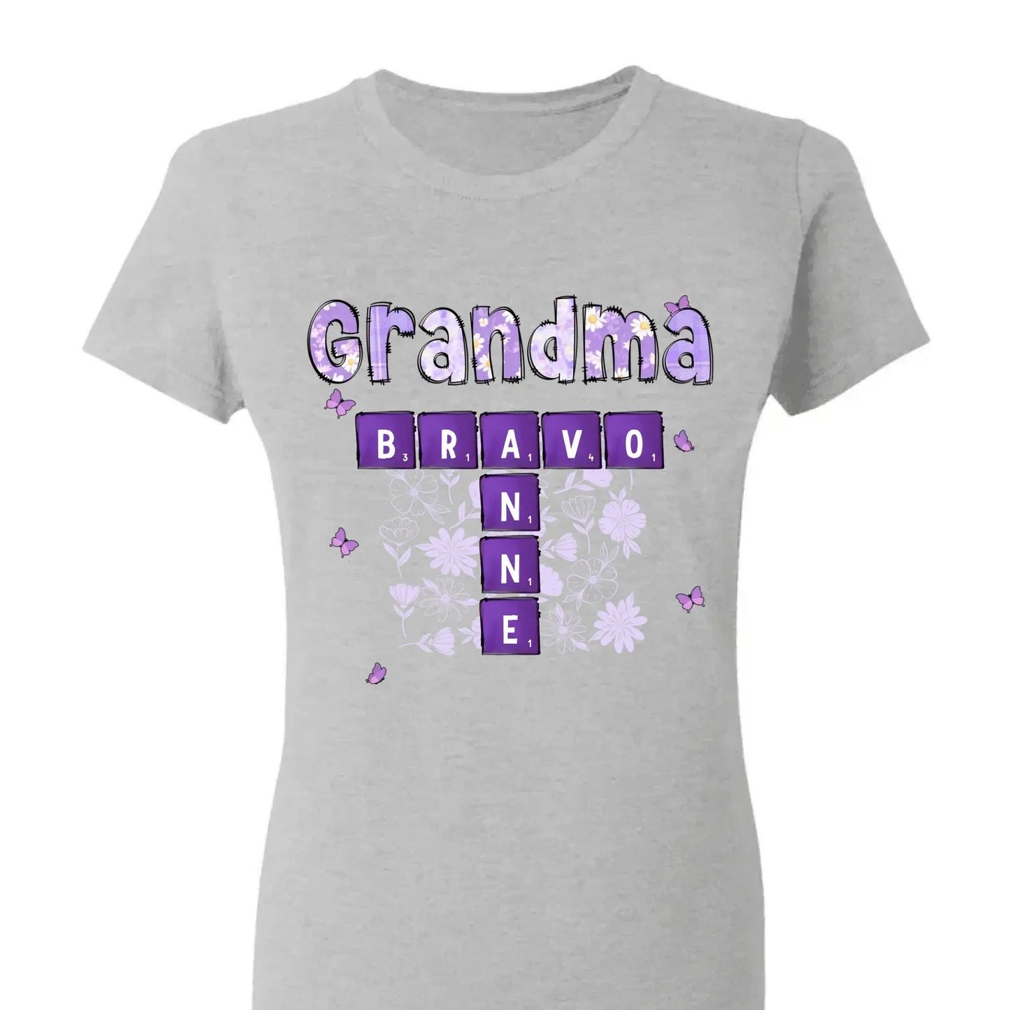 Love Being Grandma Crossword Shirt – Personalized T-Shirt – Custom Gift with Grandkids’ Names for Grandma, Nana, or Mimi Ezcustomize