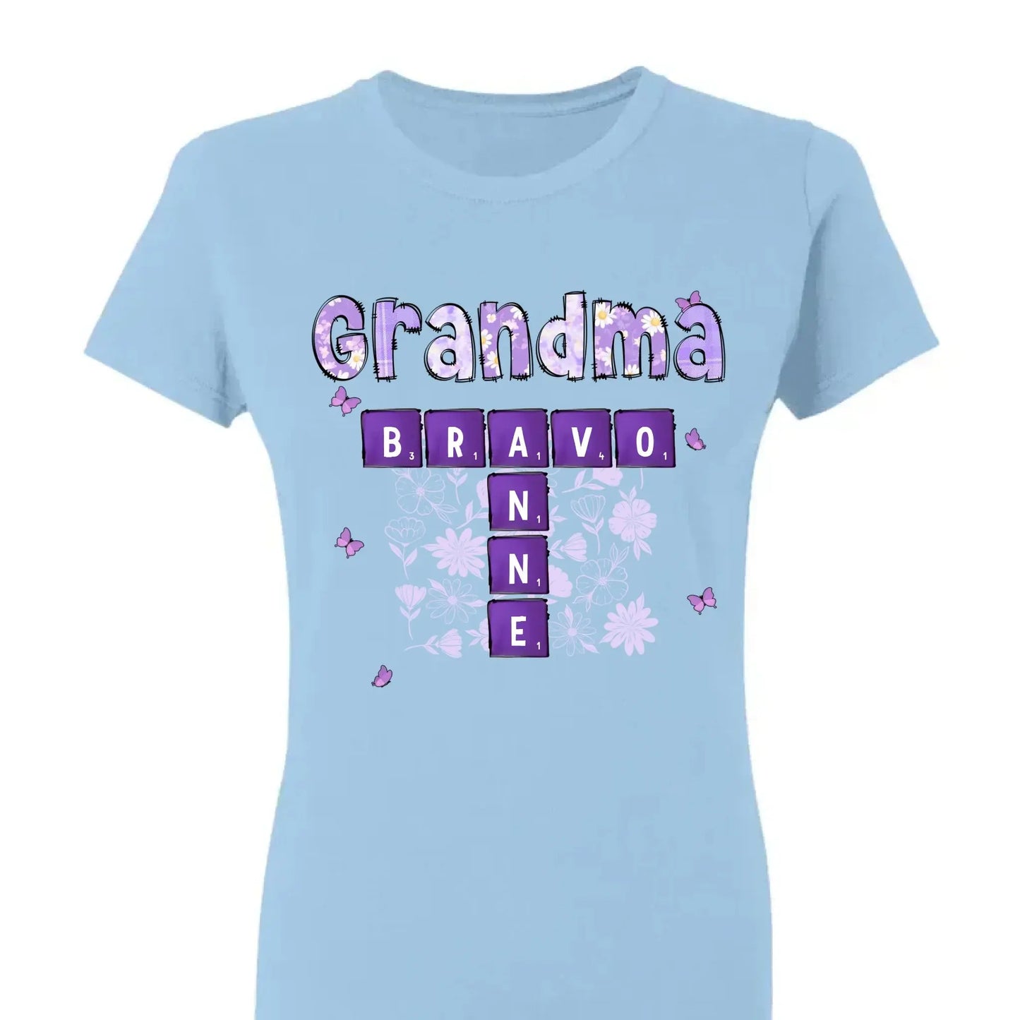 Love Being Grandma Crossword Shirt – Personalized T-Shirt – Custom Gift with Grandkids’ Names for Grandma, Nana, or Mimi Ezcustomize